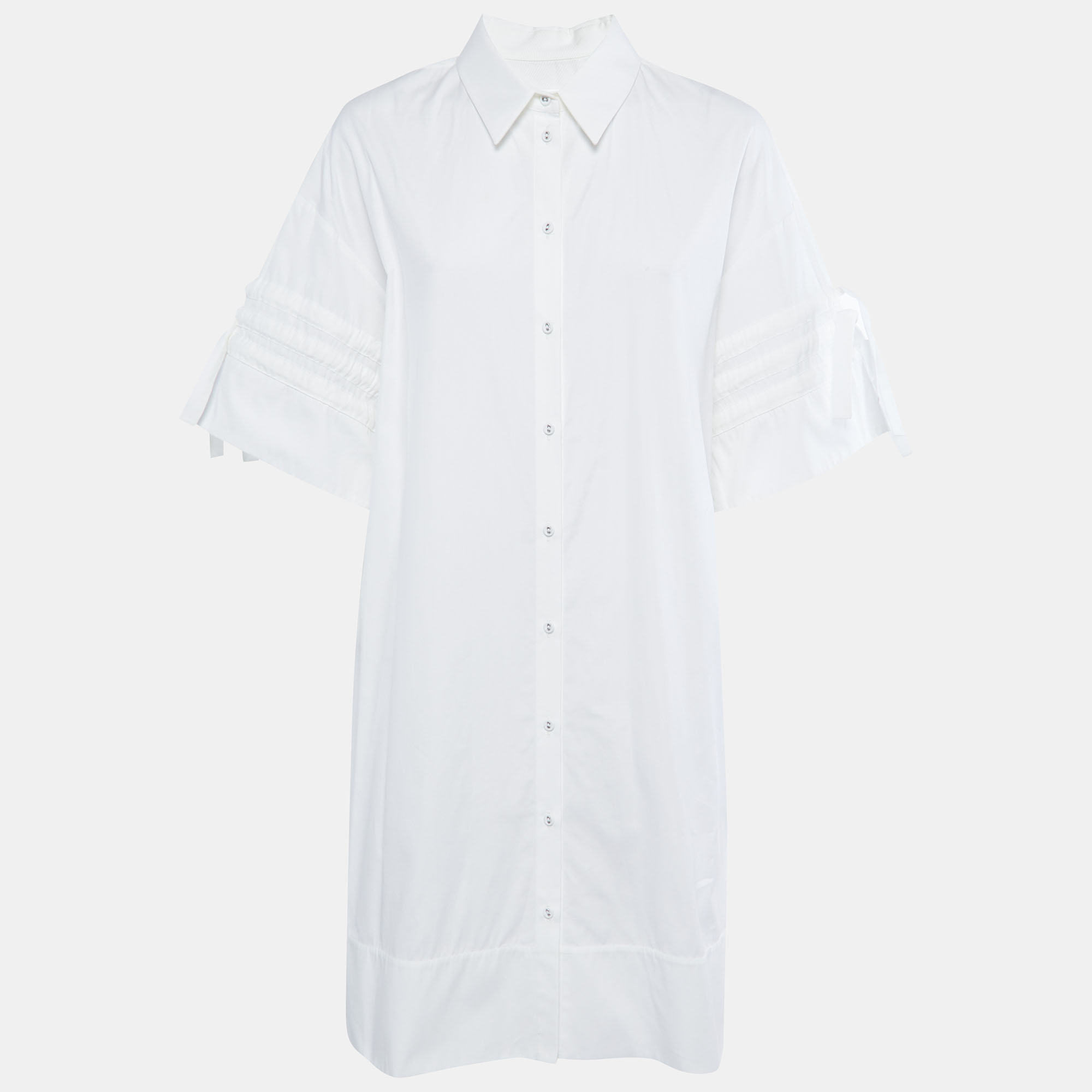 Pre Owned Victoria Victoria Beckham White Cotton Poplin Shirt Dress M  