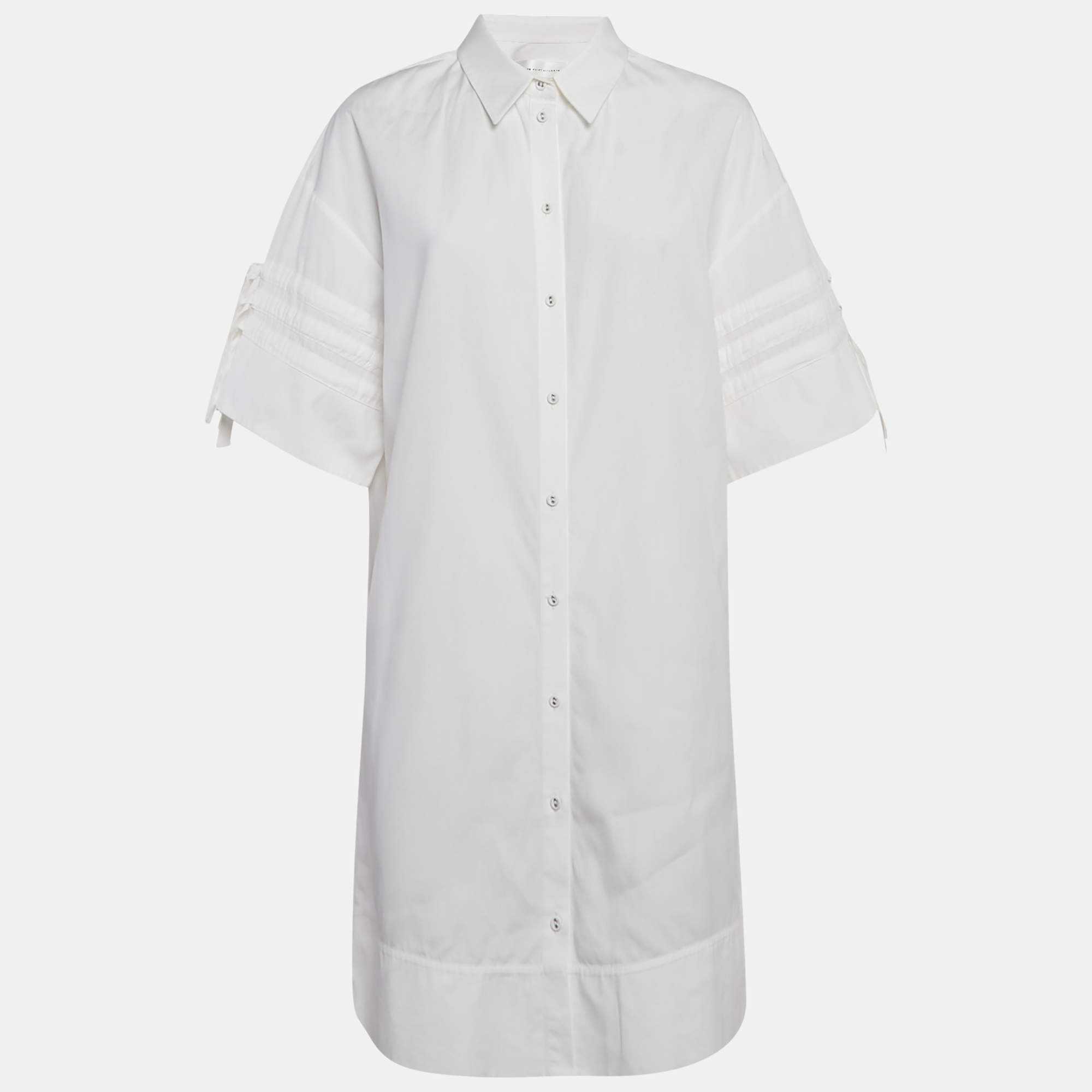 Pre Owned Victoria Victoria Beckham White Cotton Poplin Shirt Dress M  