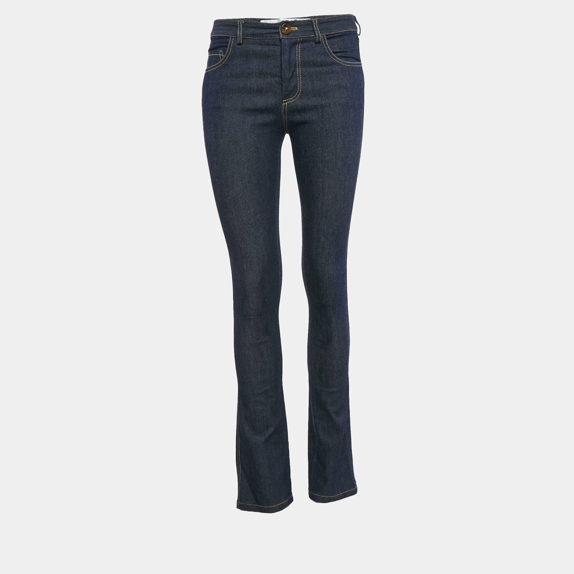 Pre Owned Victoria Victoria Beckham Blue Denim Wide Leg Jeans S Waist 26"