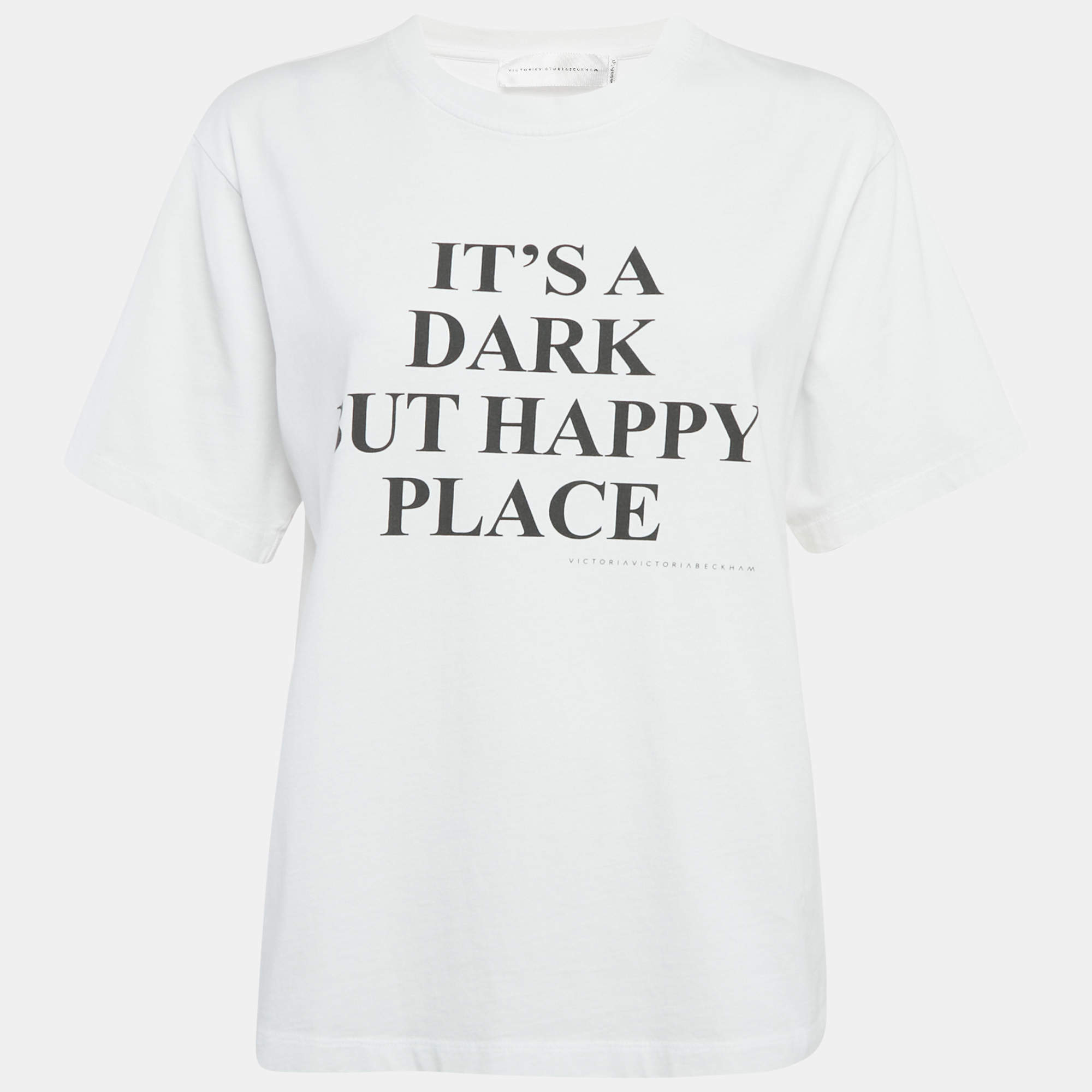 Pre Owned Victoria Victoria Beckham White Printed Cotton Crew Neck T-Shirt M