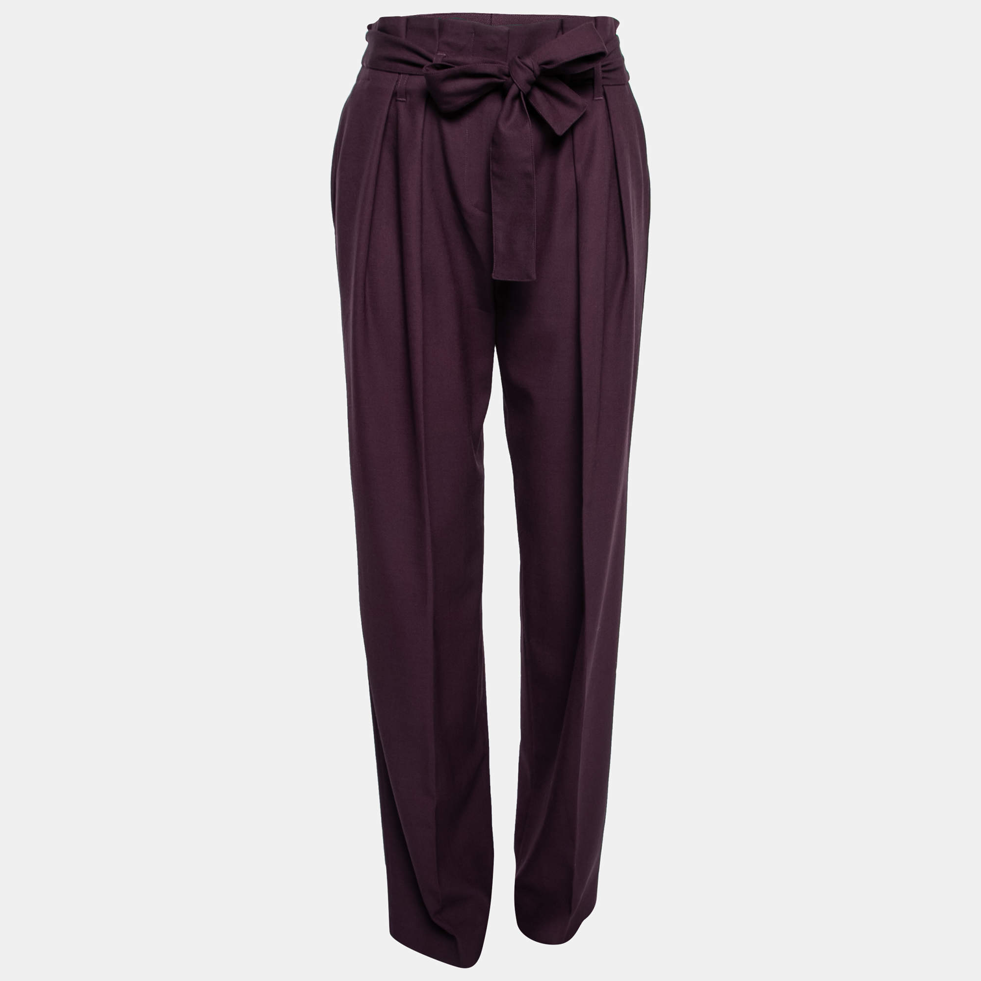 Pre Owned Victoria Victoria Beckham Purple Crepe Paperbag Trousers M