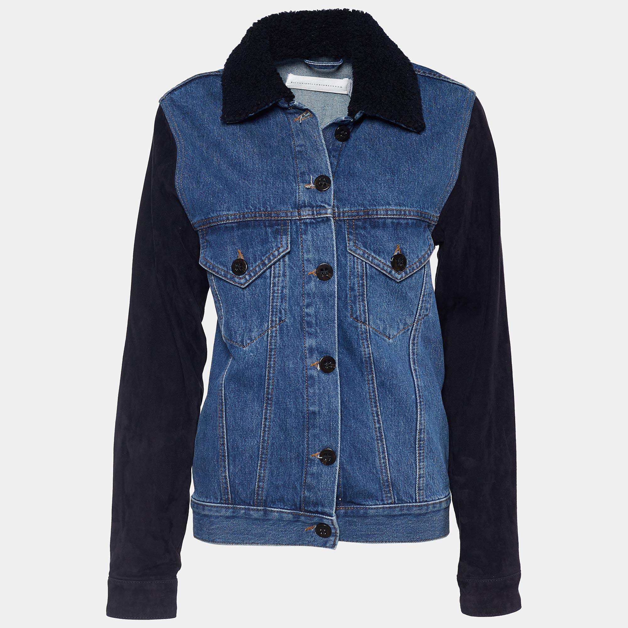 Pre Owned Victoria Victoria Beckham Indigo Denim Button Front Jacket S
