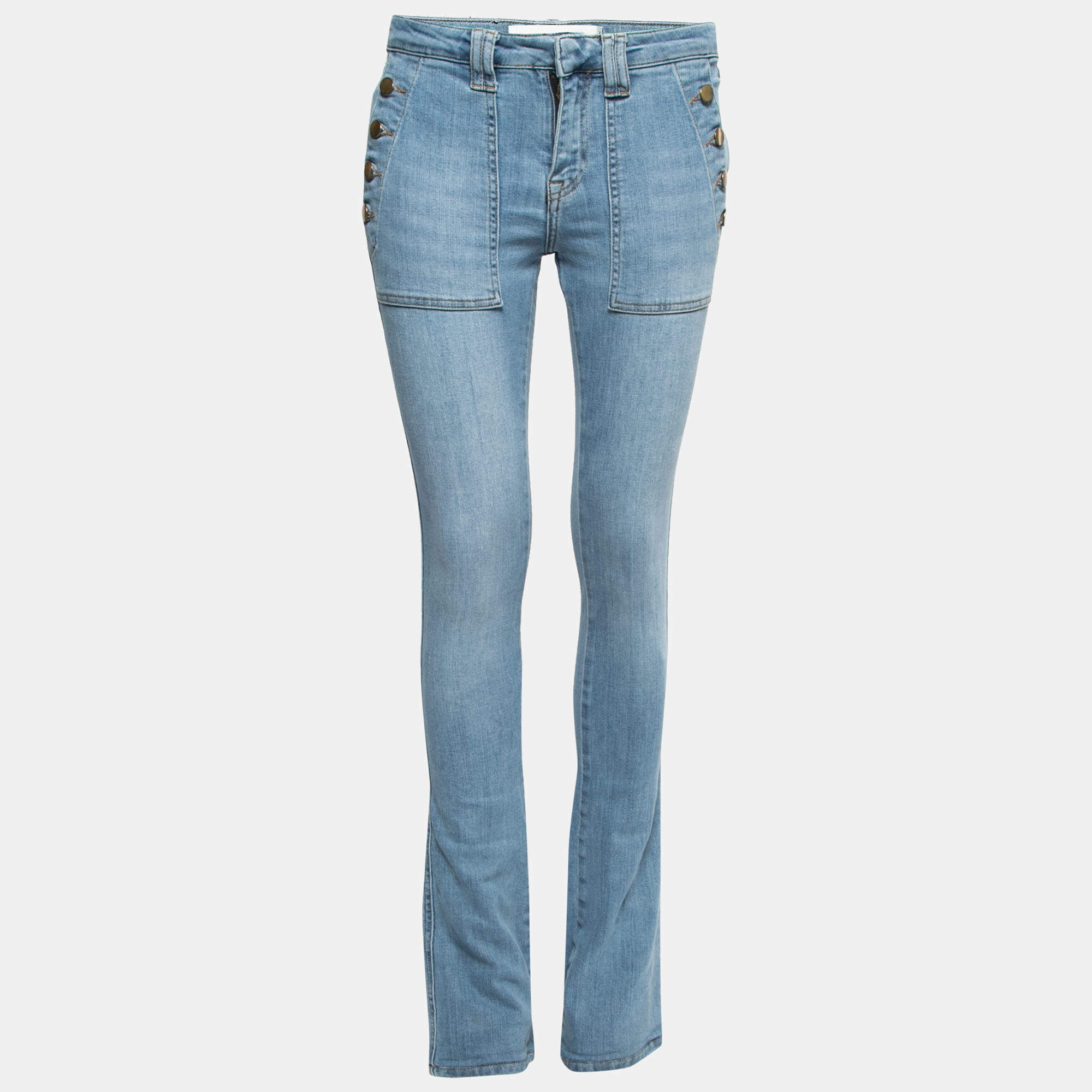Pre Owned Victoria Victoria Beckham Light Blue Denim Boot-Cut Jeans S Waist 25"