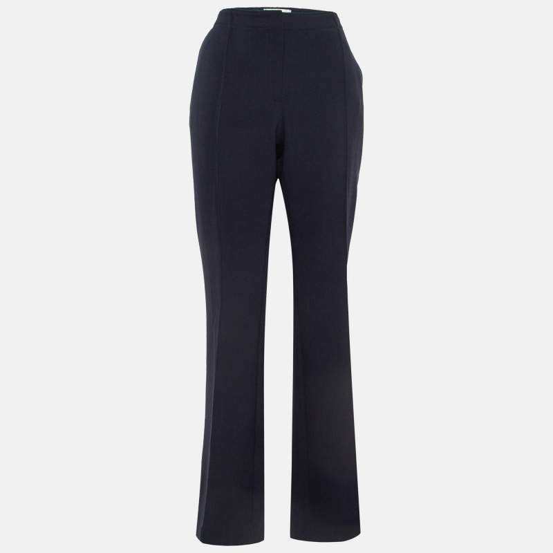 Pre Owned Victoria Victoria Beckham Navy Blue Crepe Flared Trousers M