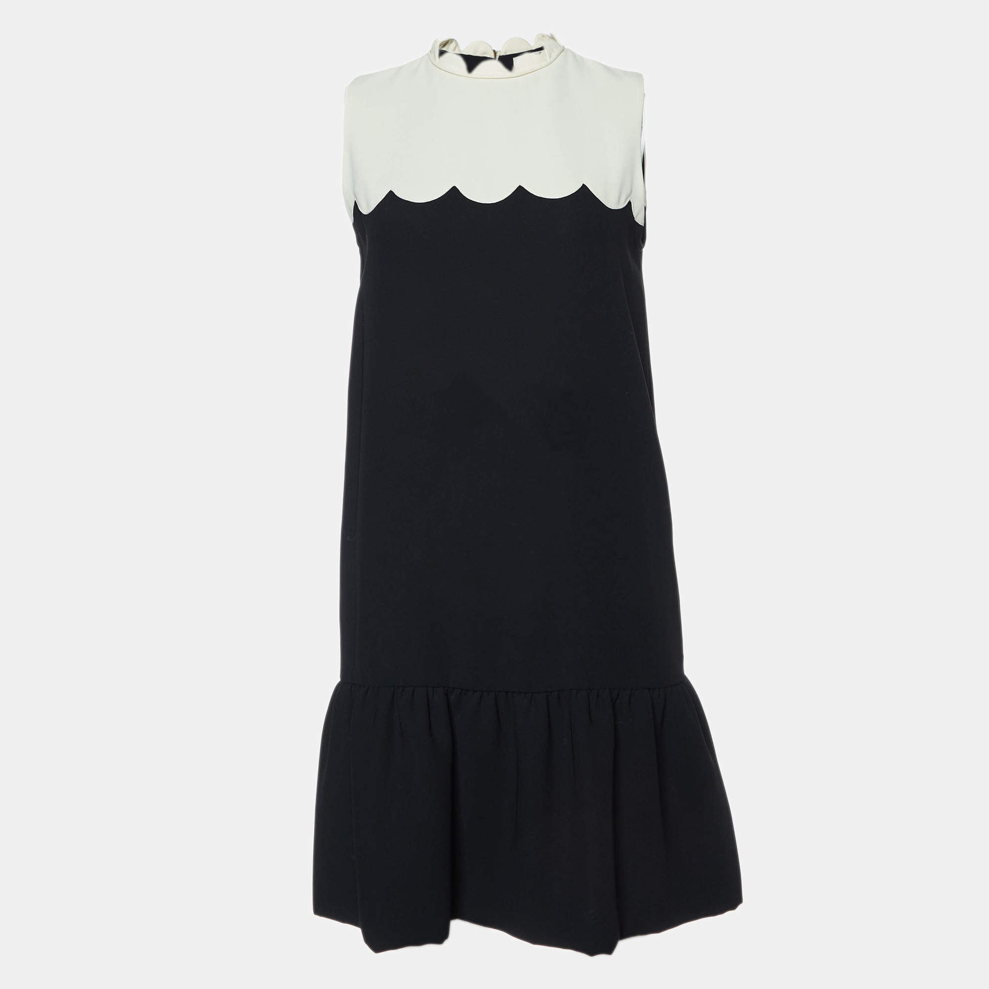 Pre Owned Victoria Victoria Beckham Monochrome Crepe Sleeveless Dress S