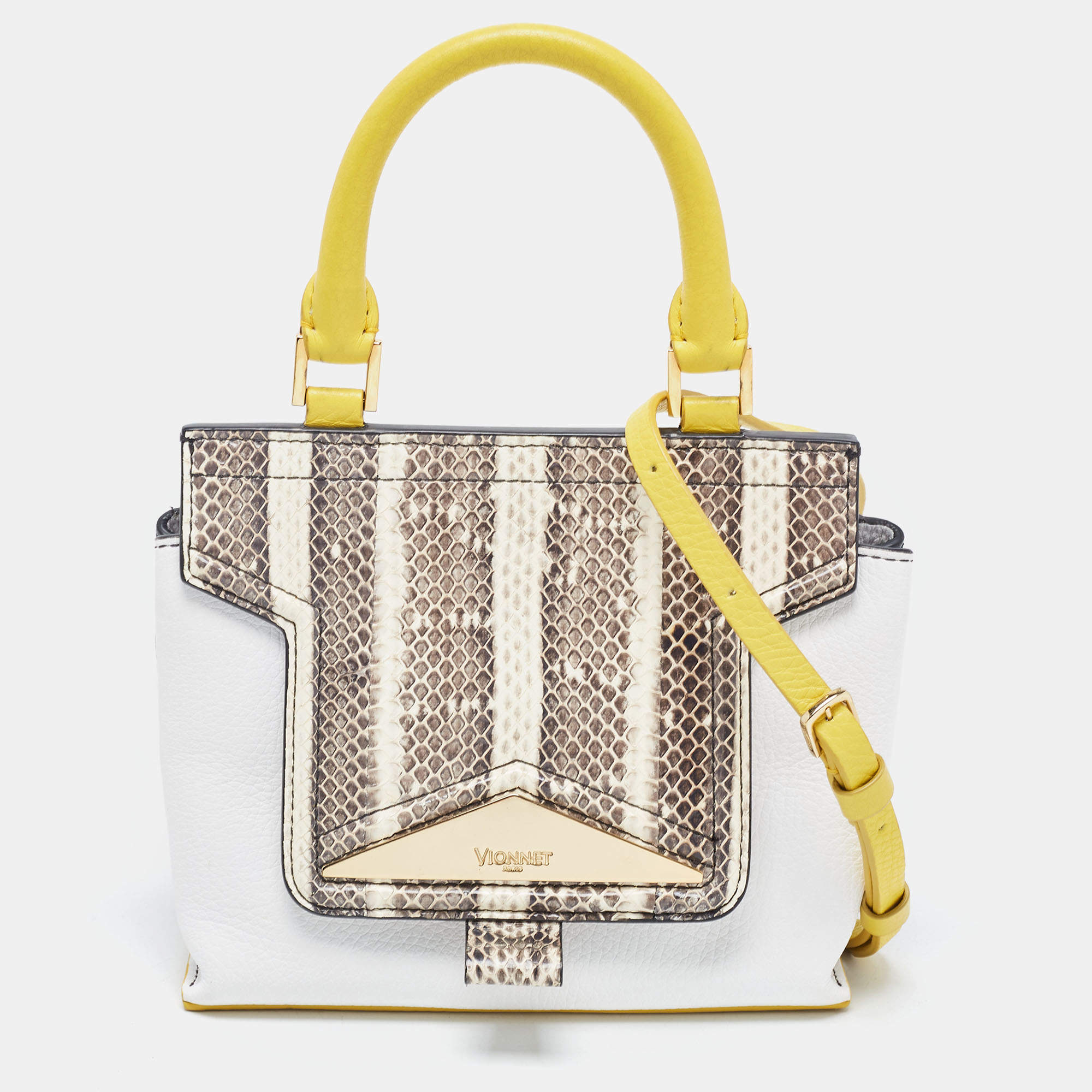 Vionnet Multicolor Snakeskin And Leather Top Handle Bag