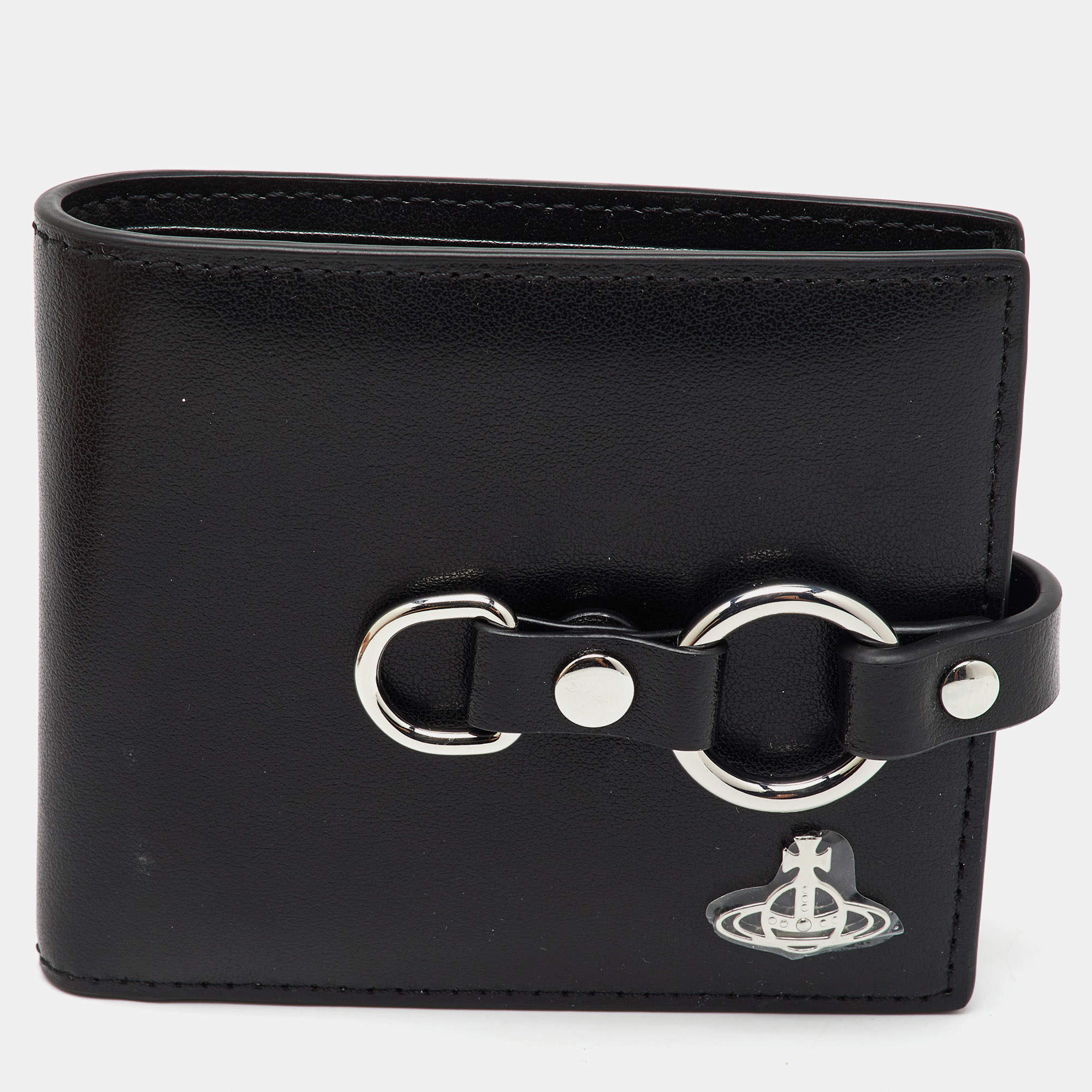 Pre Owned Vivienne Westwood Black Leather Billfold Bondage Wallet