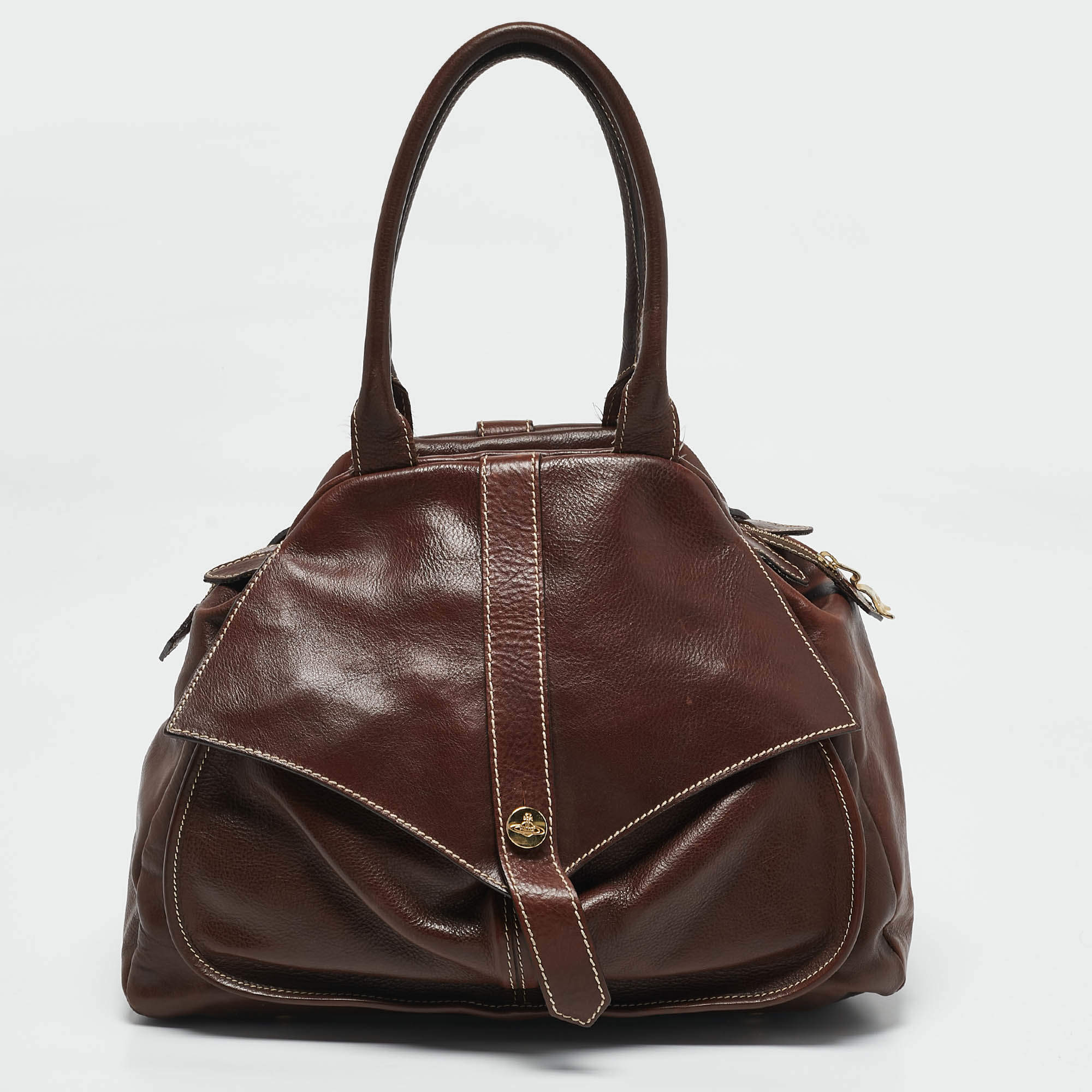 Vivienne Westwood Brown Leather Brighton Frame Satchel