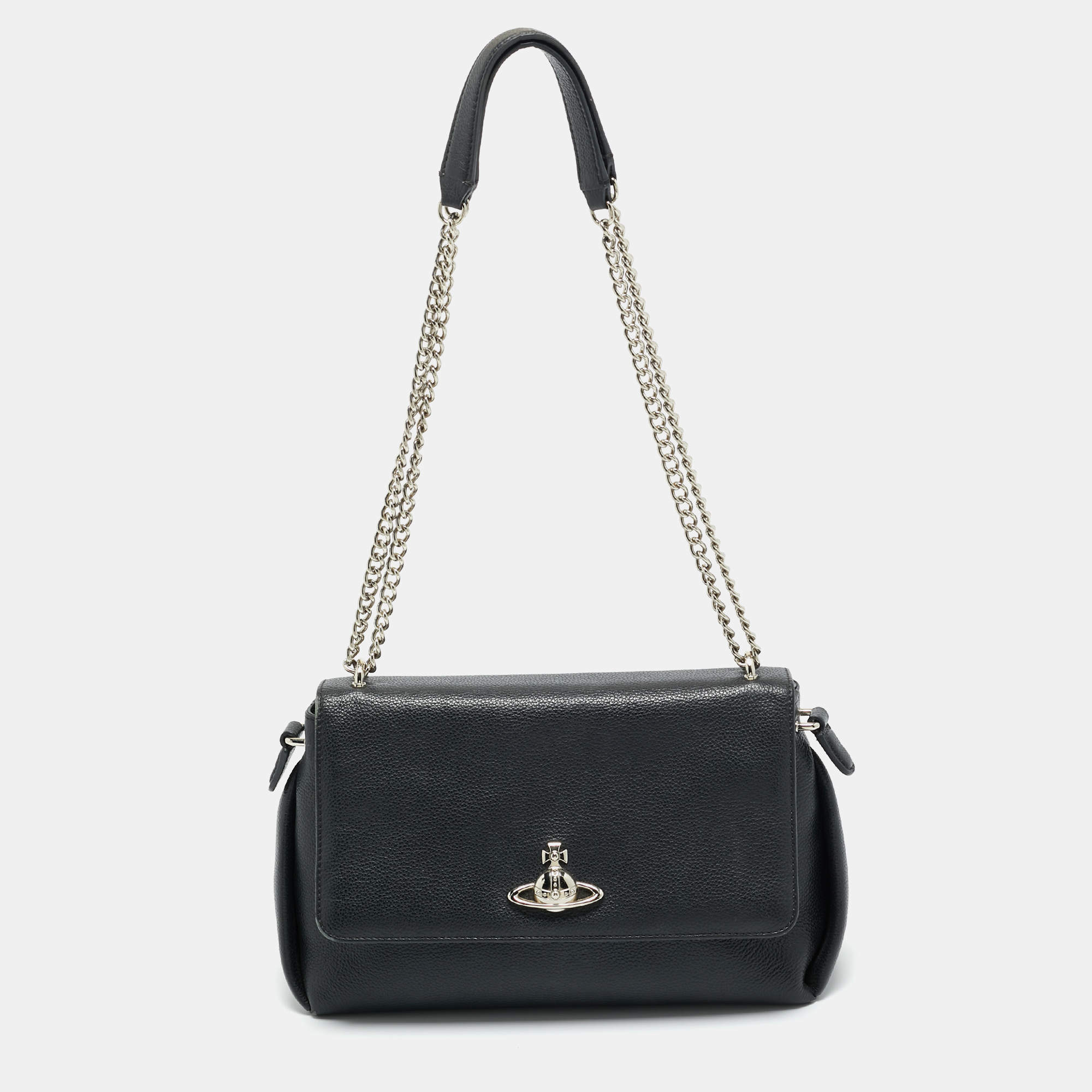 Pre Owned Vivienne Westwood Black Leather Windsor Shoulder Bag