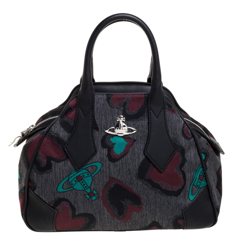 Vivienne Westwood Multicolor Printed Fabric and Leather Derby Satchel