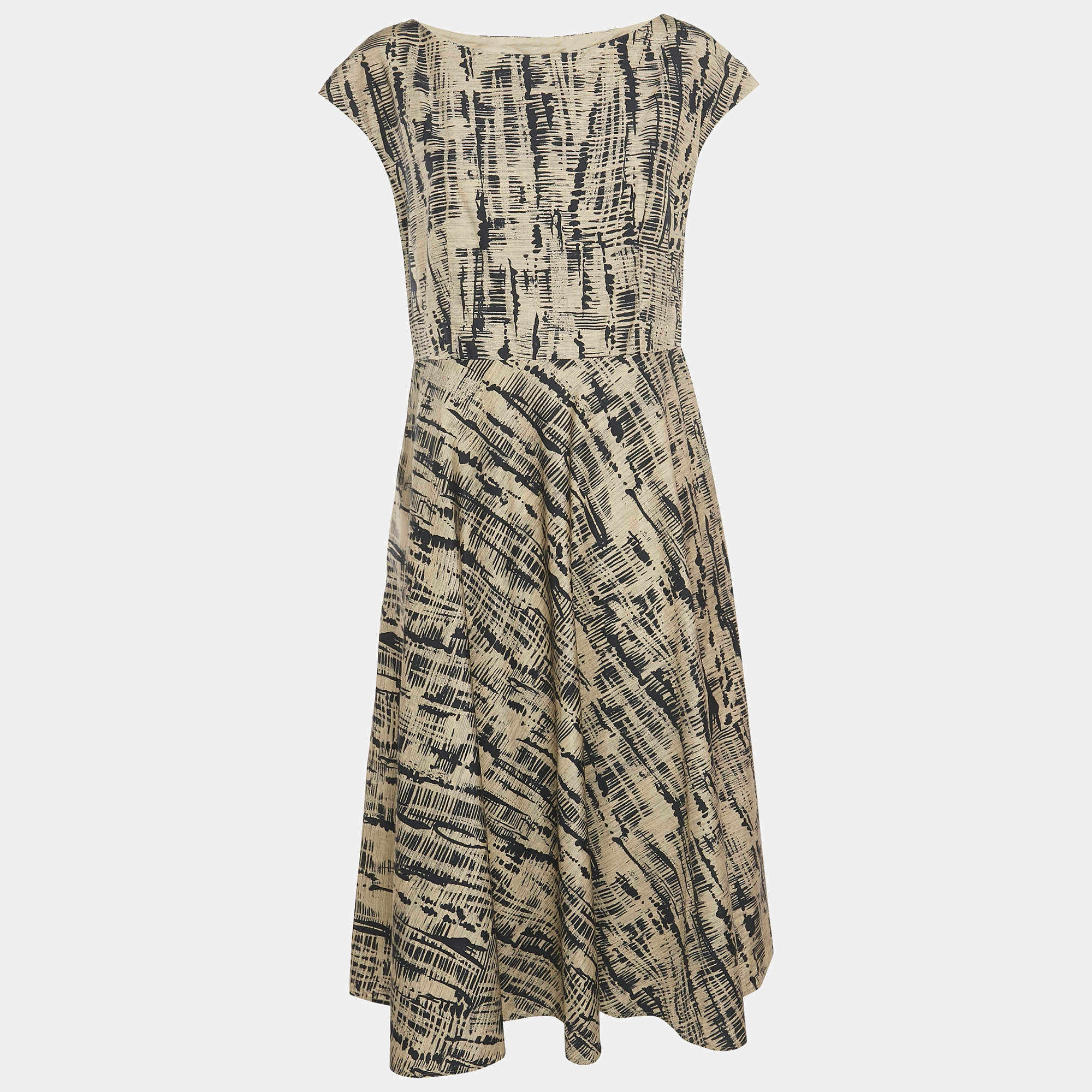 Weekend Max Mara Brown Printed Cotton Saloon Short Dress L