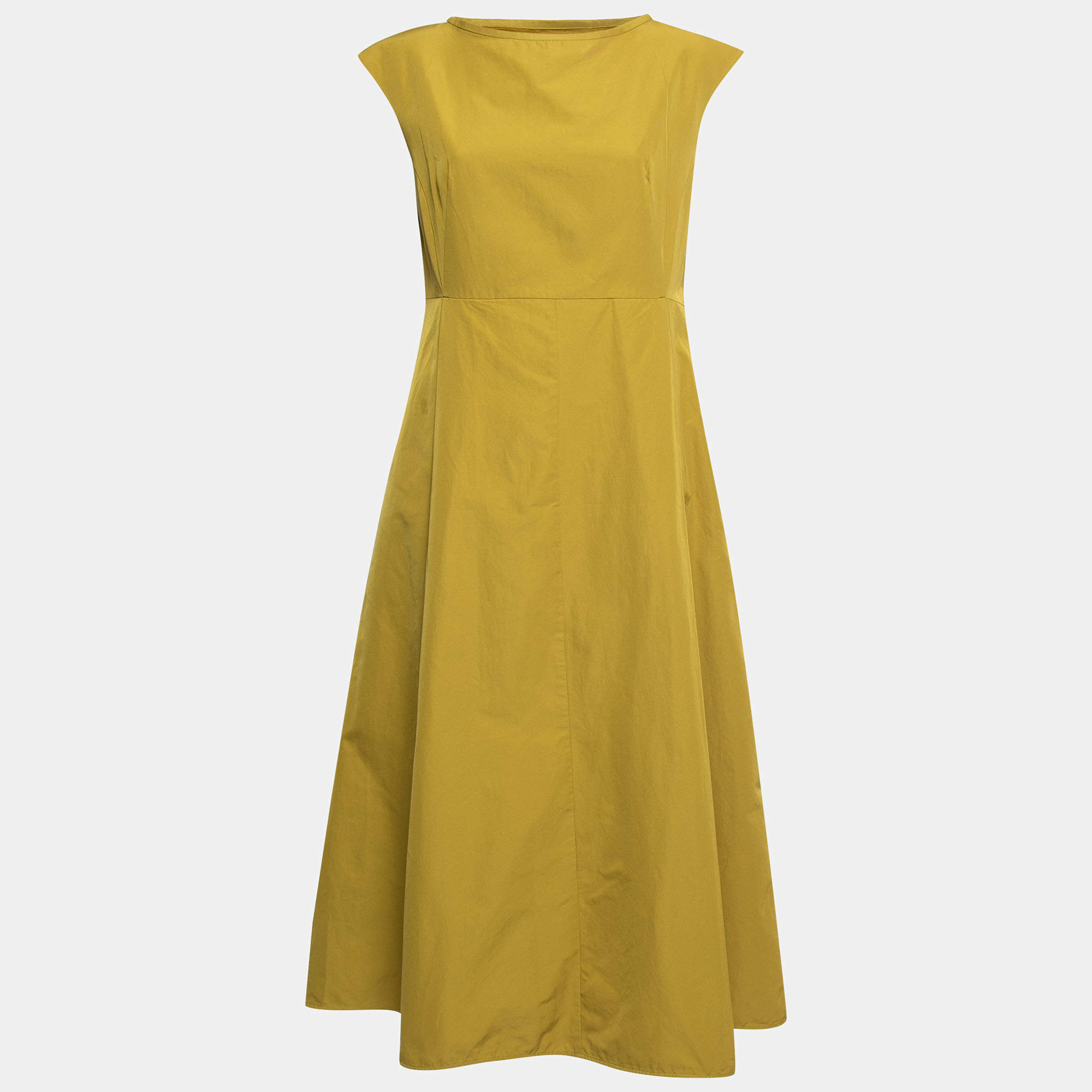 Pre Owned Weekend Max Mara Green Pleated Sleeveless Dress XL