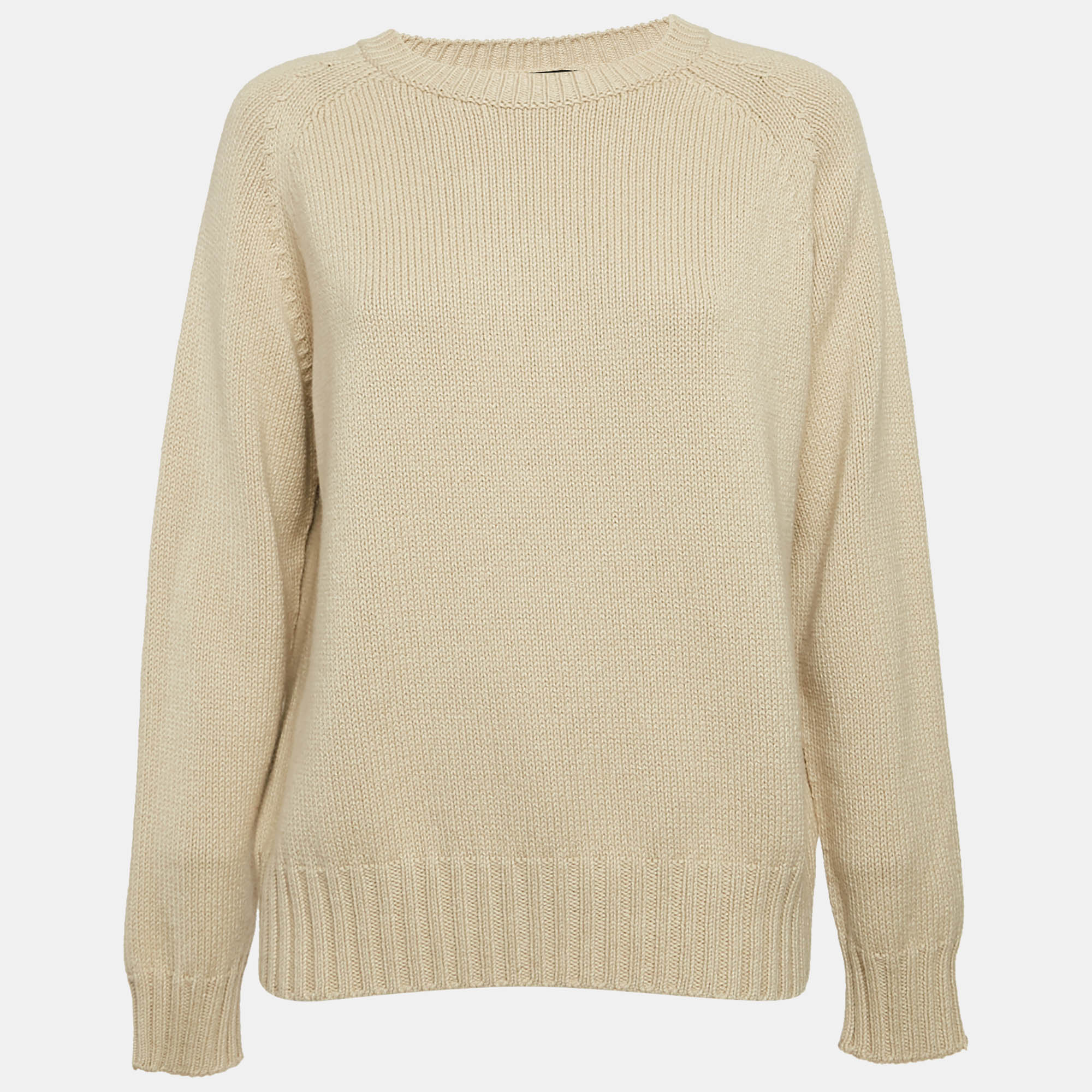 Pre Owned Weekend Max Mara Beige Knit Long Sleeve Sweater M