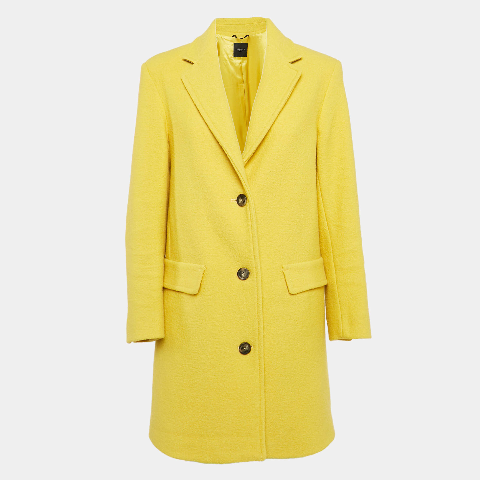 Weekend Max Mara Yellow Wool Felt Mid-Length Coat XS