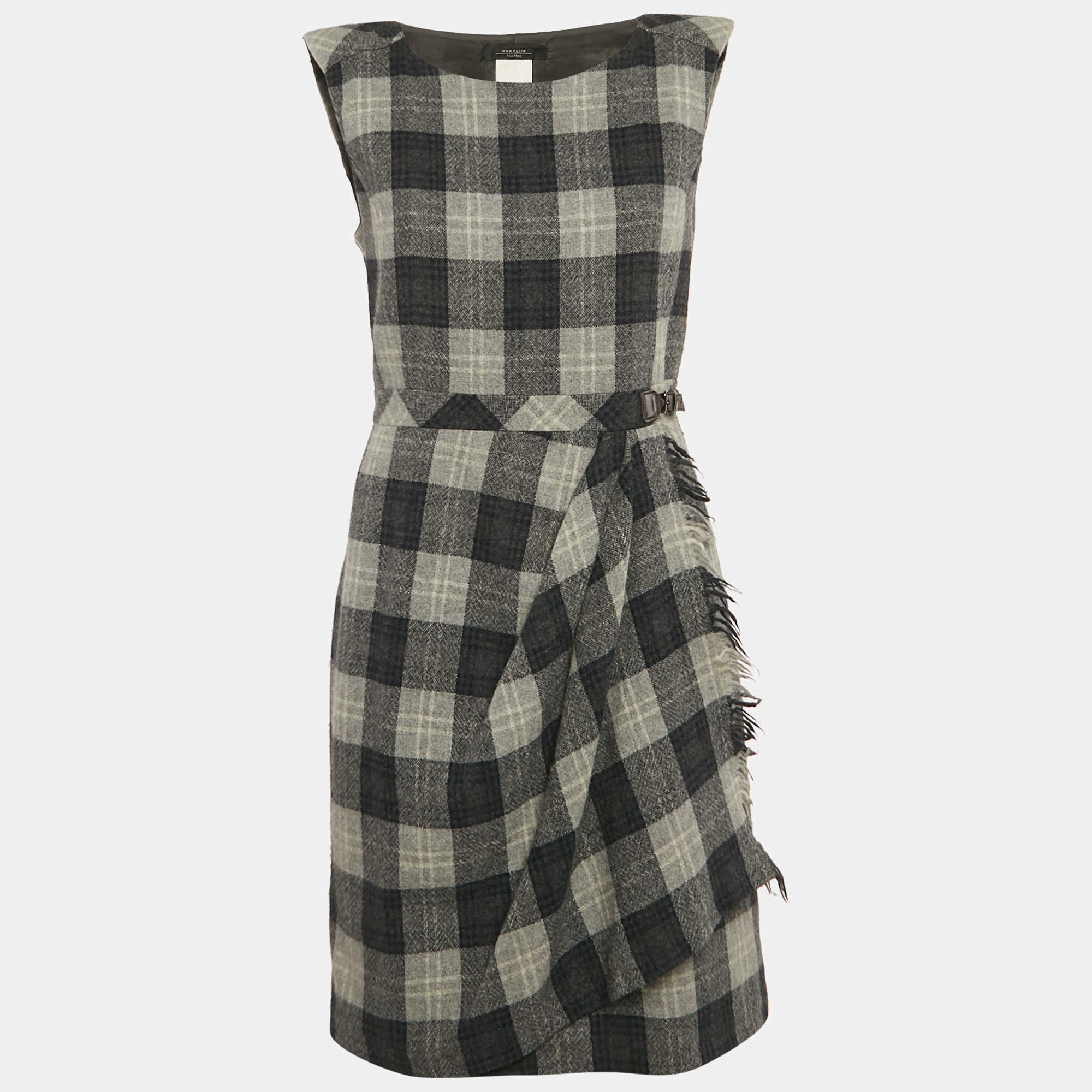 Weekend Max Mara Grey Plaid Wool Short Dress M