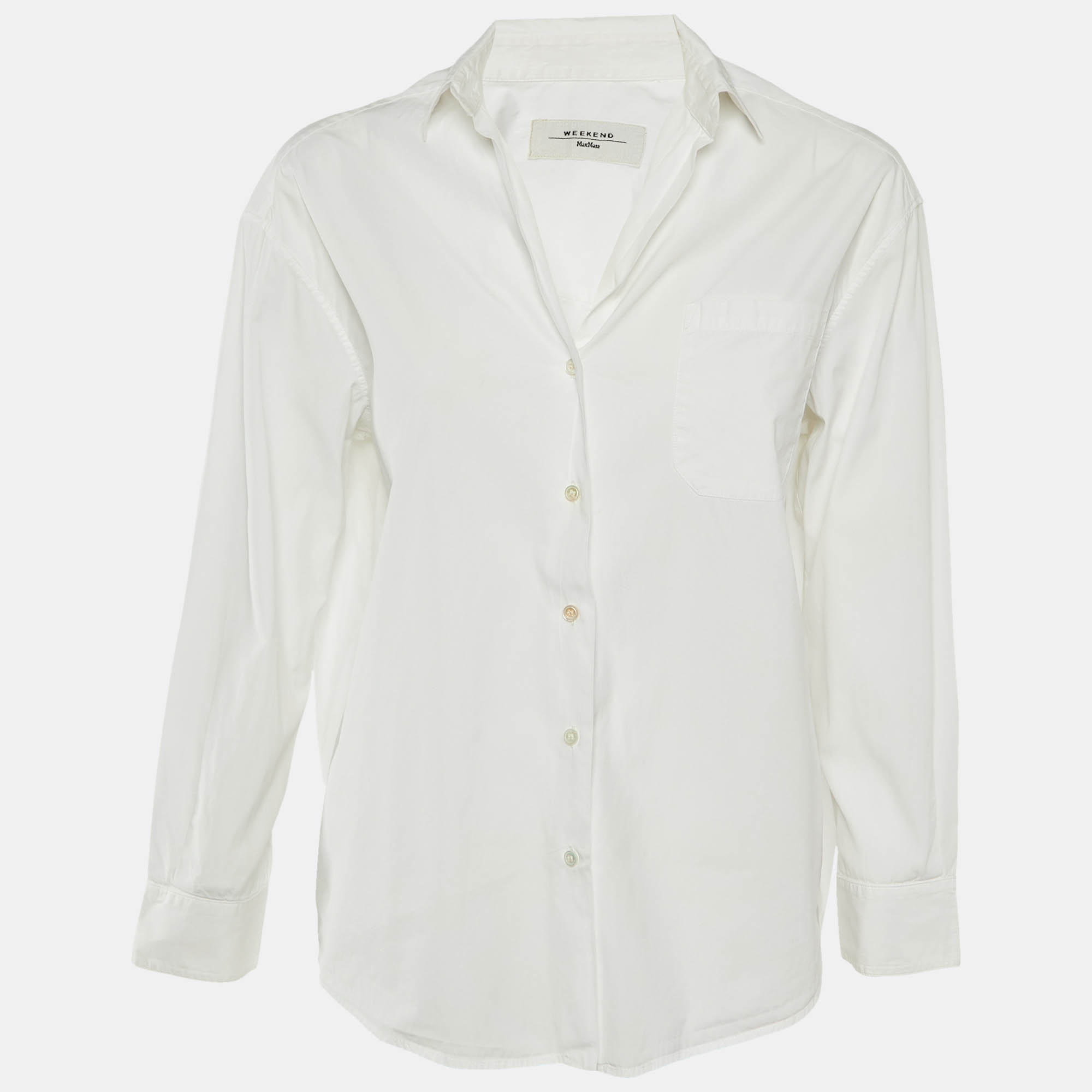 Pre Owned Weekend Max Mara White Cotton Long Sleeve Shirt XS