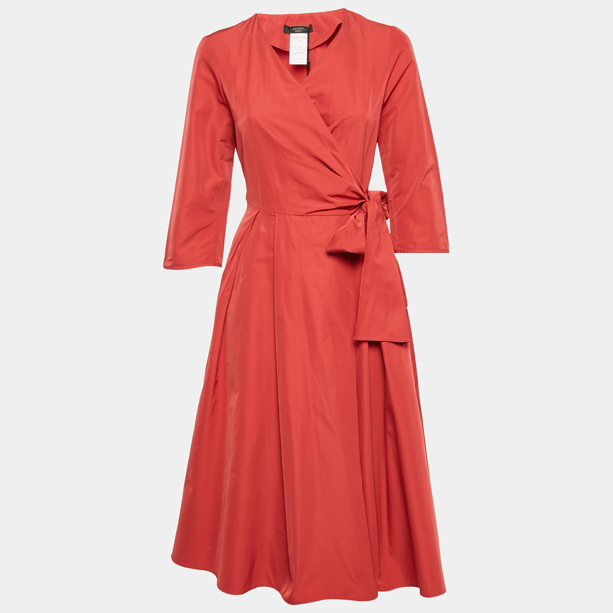 Weekend Max Mara Red Synthetic Wrap Pleated Coat XS