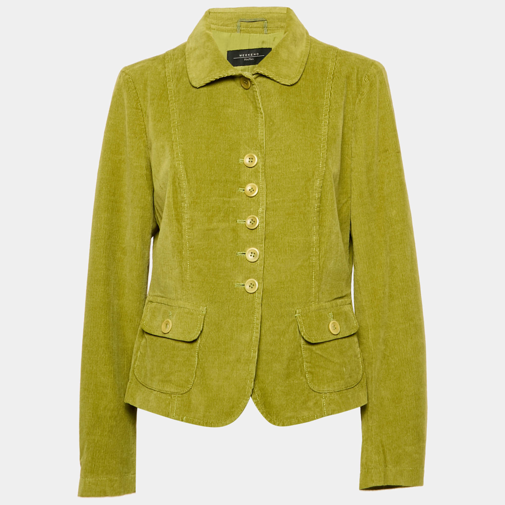 Weekend Max Mara Lime Green Corduroy Button Down Jacket XL