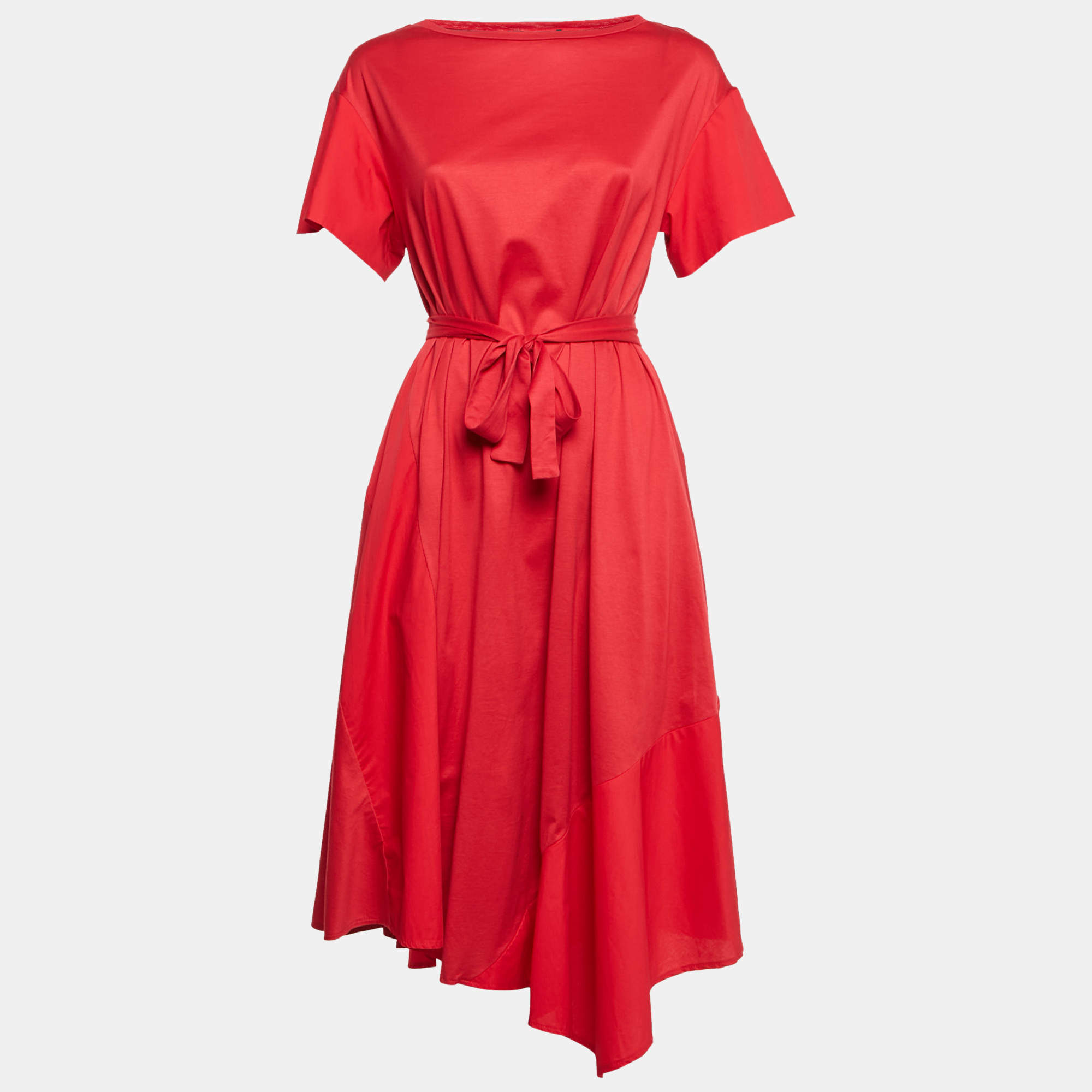 Weekend Max Mara Red Jersey Belted Short Dress S