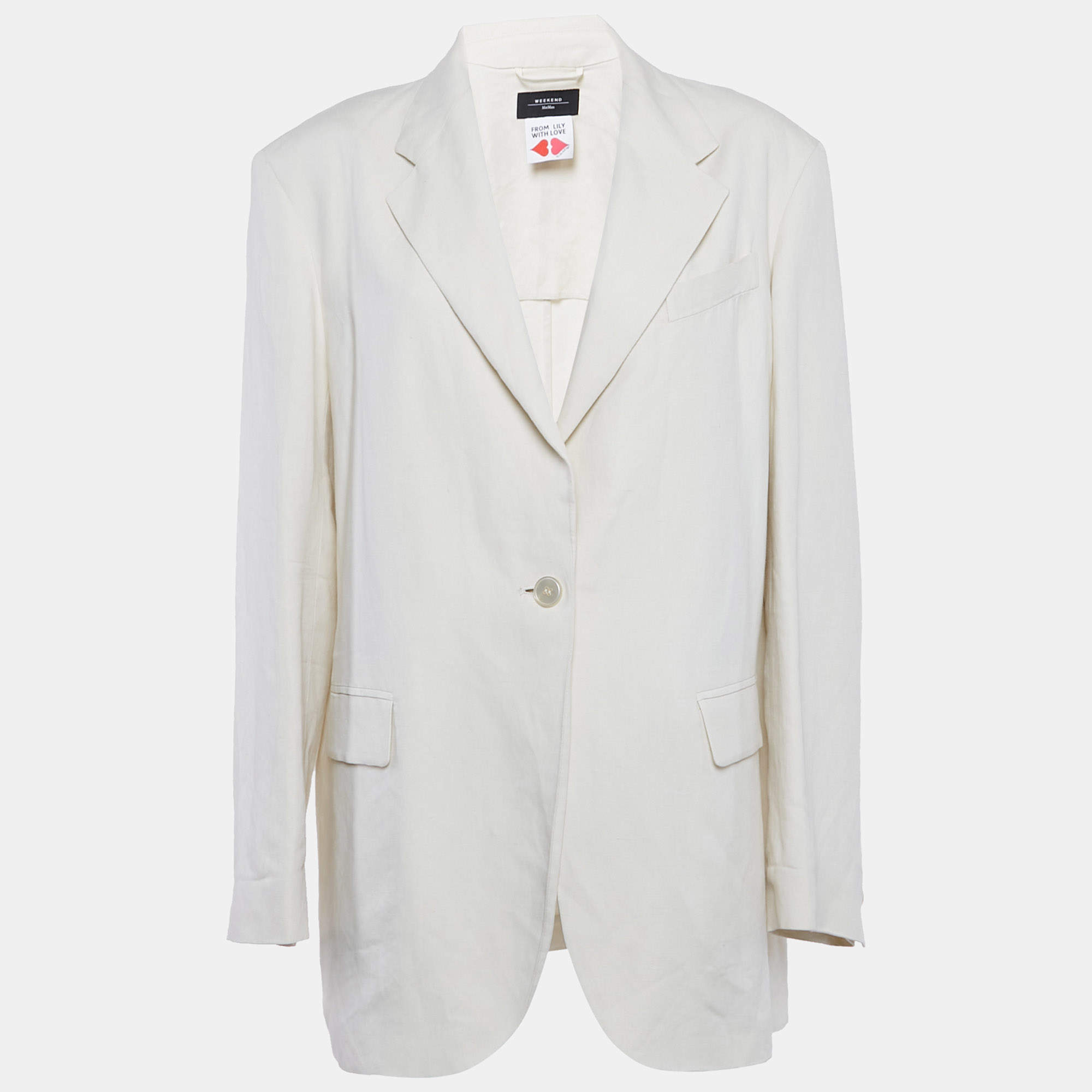 Weekend Max Mara Off-White Straight Fluid Papaile Blazer XXL