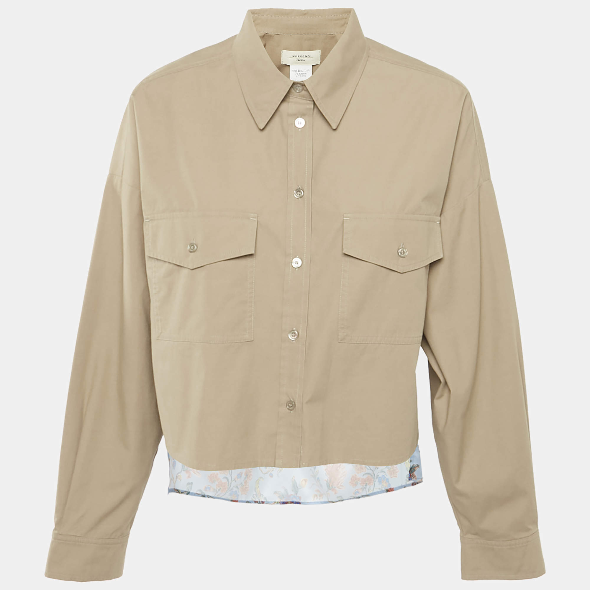 Weekend Max Mara Brown Printed Crepe and Cotton Shirt L