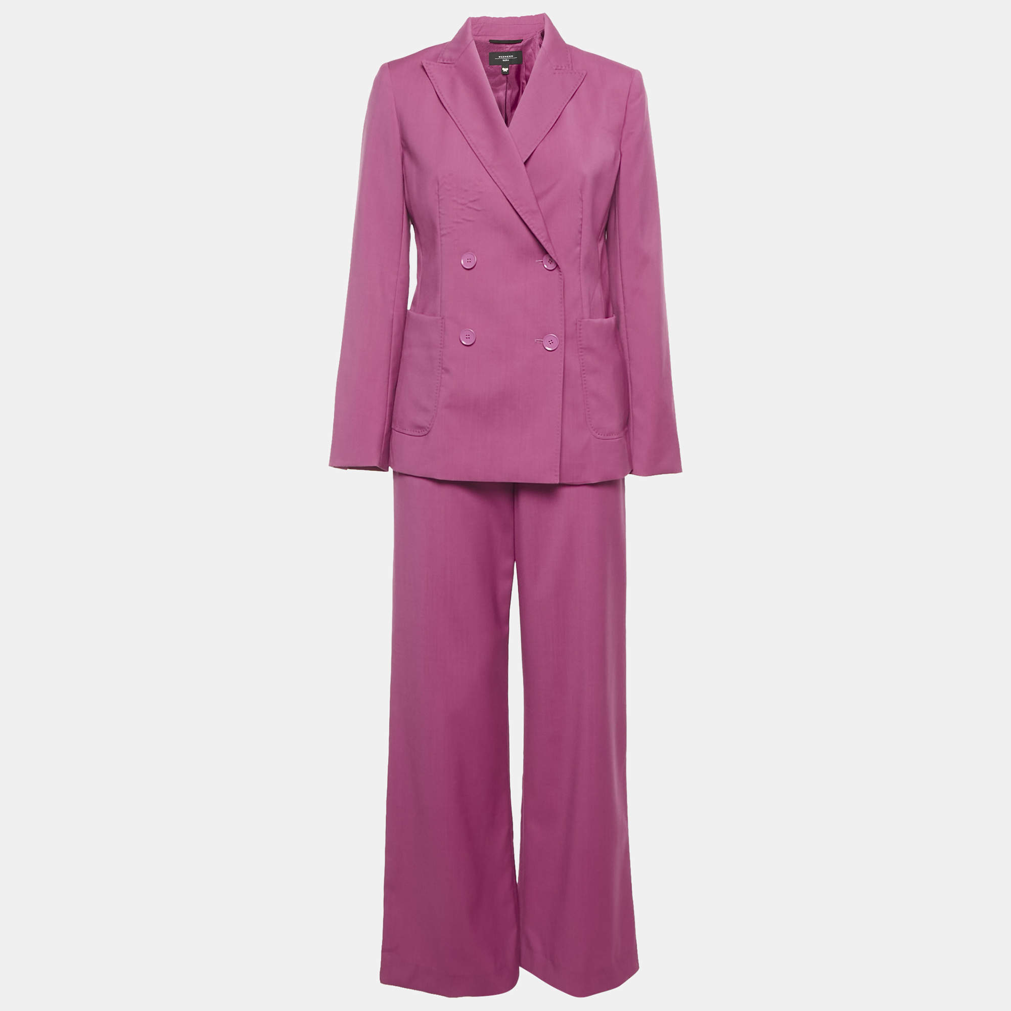 Pre Owned Weekend Max Mara Pink Wool Double Breasted Suit S