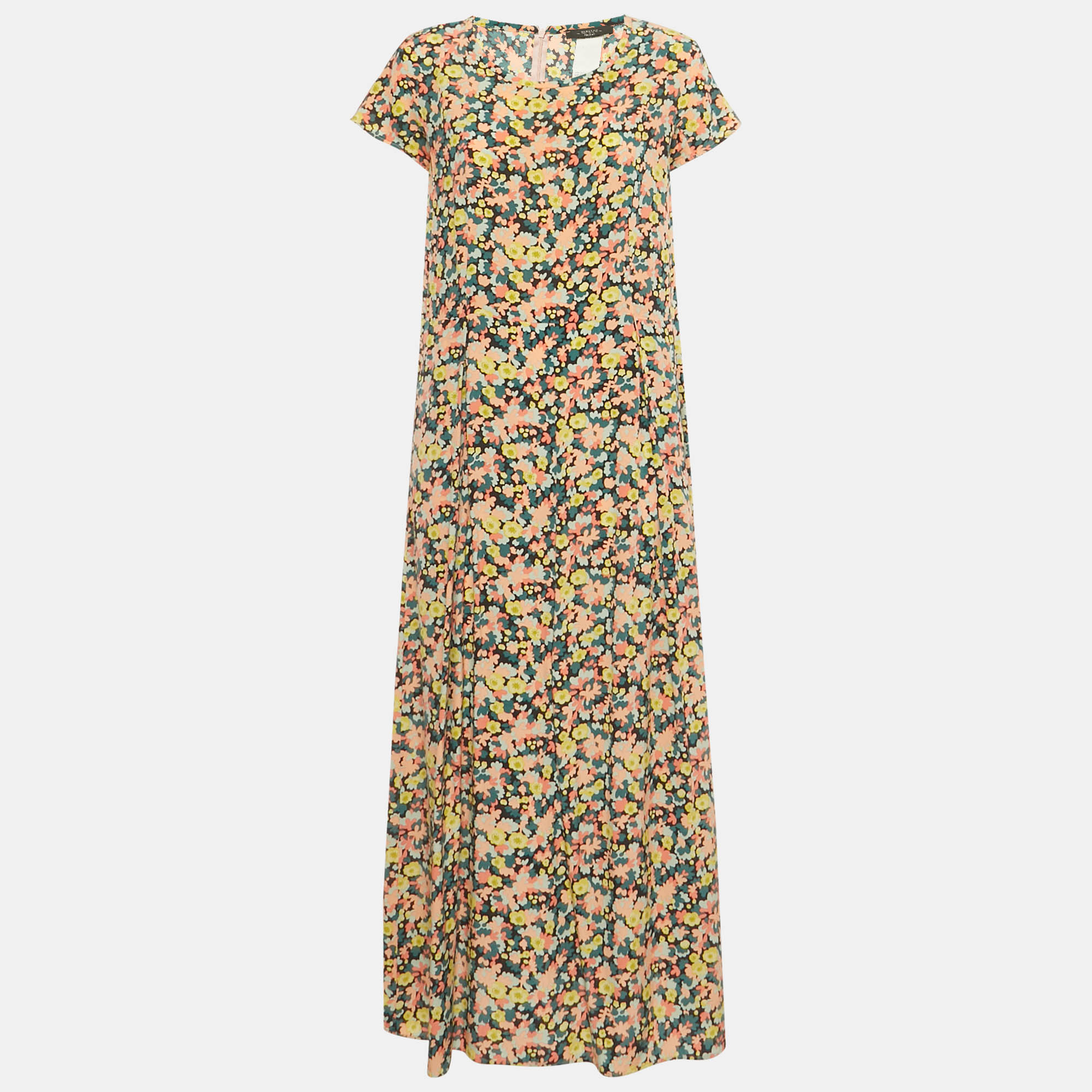 Pre Owned Weekend Max Mara Multicolor Floral Print Silk Maxi Dress M 
