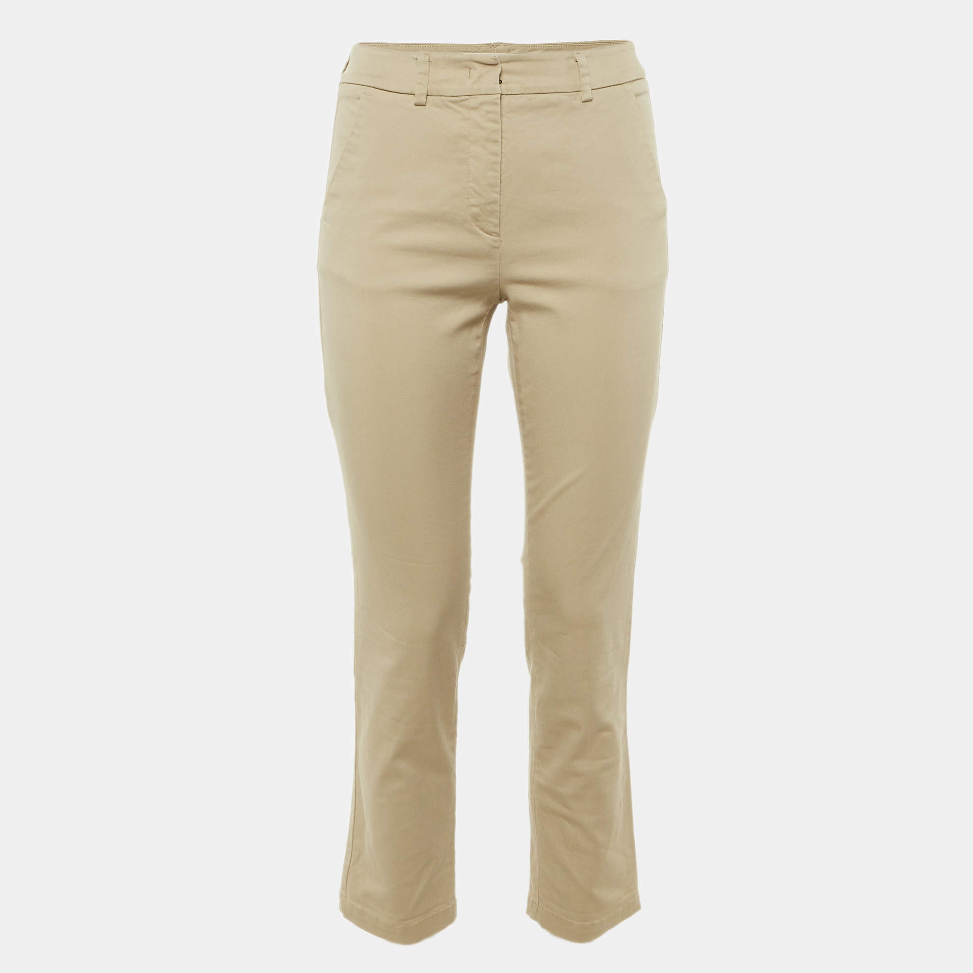 Pre Owned Weekend Max Mara Beige Cotton Trousers S
