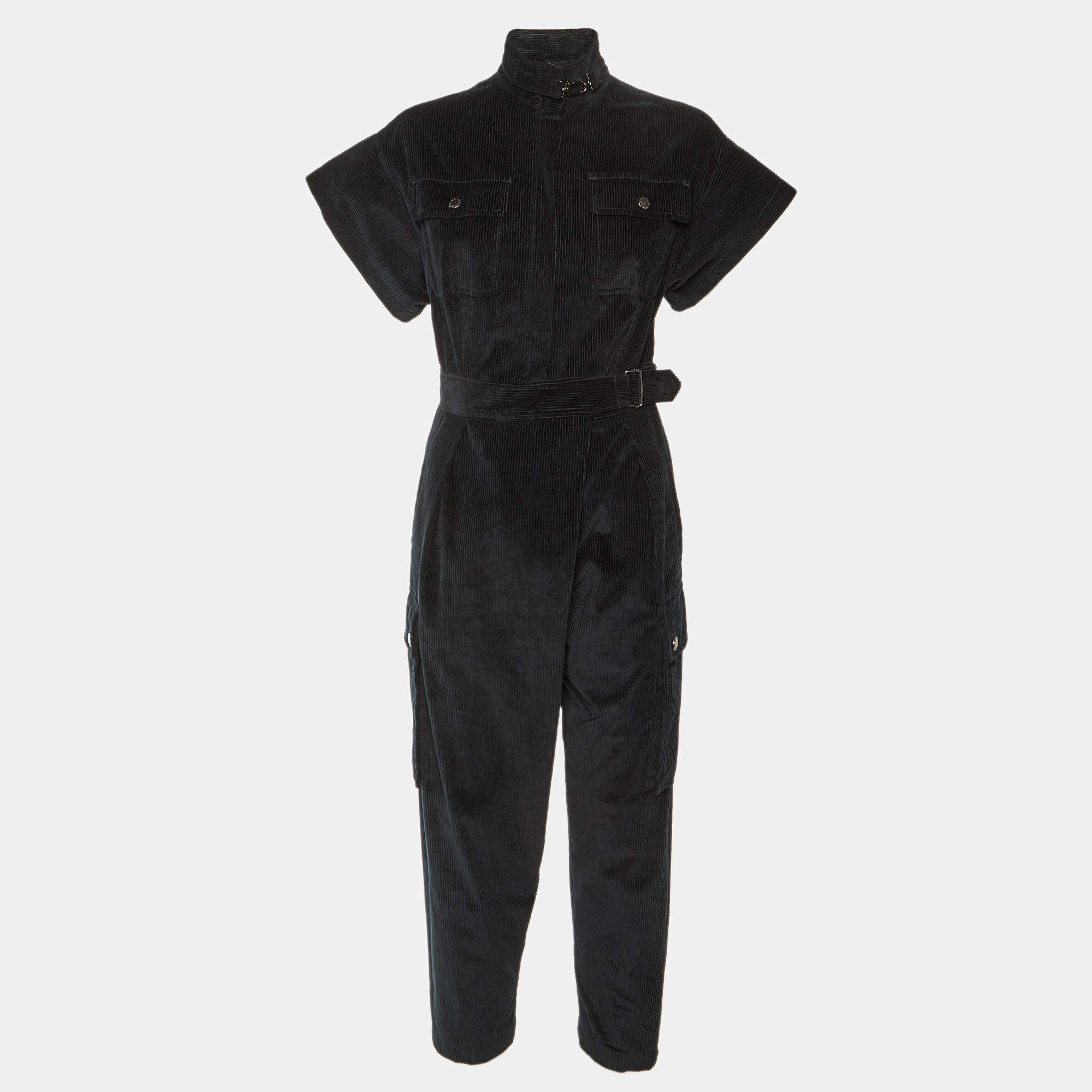 Pre Owned Weekend Max Mara Black Corduroy Jumpsuit S