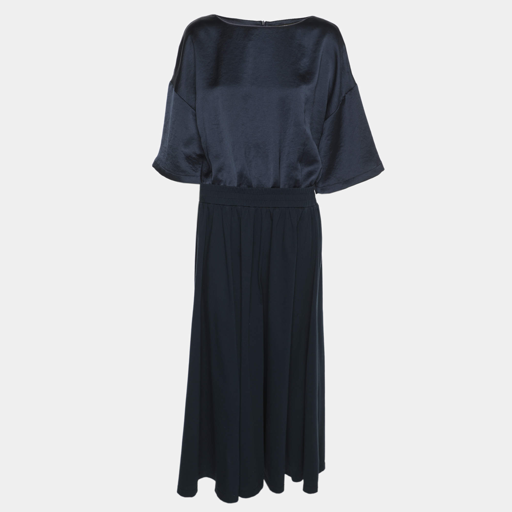 Pre Owned Weekend Max Mara Blue Satin Jersey Dress S