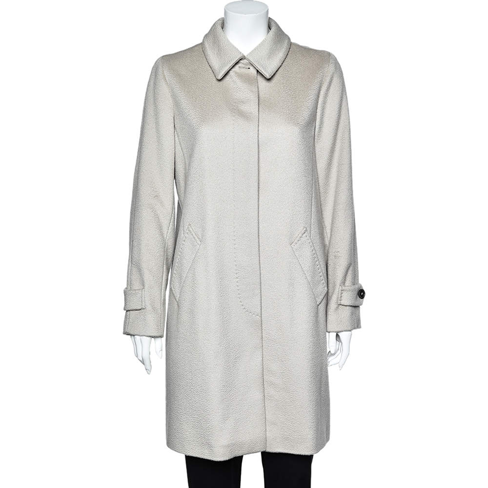 Weekend Max Mara Beige Cashmere & Wool Button Front Coat L