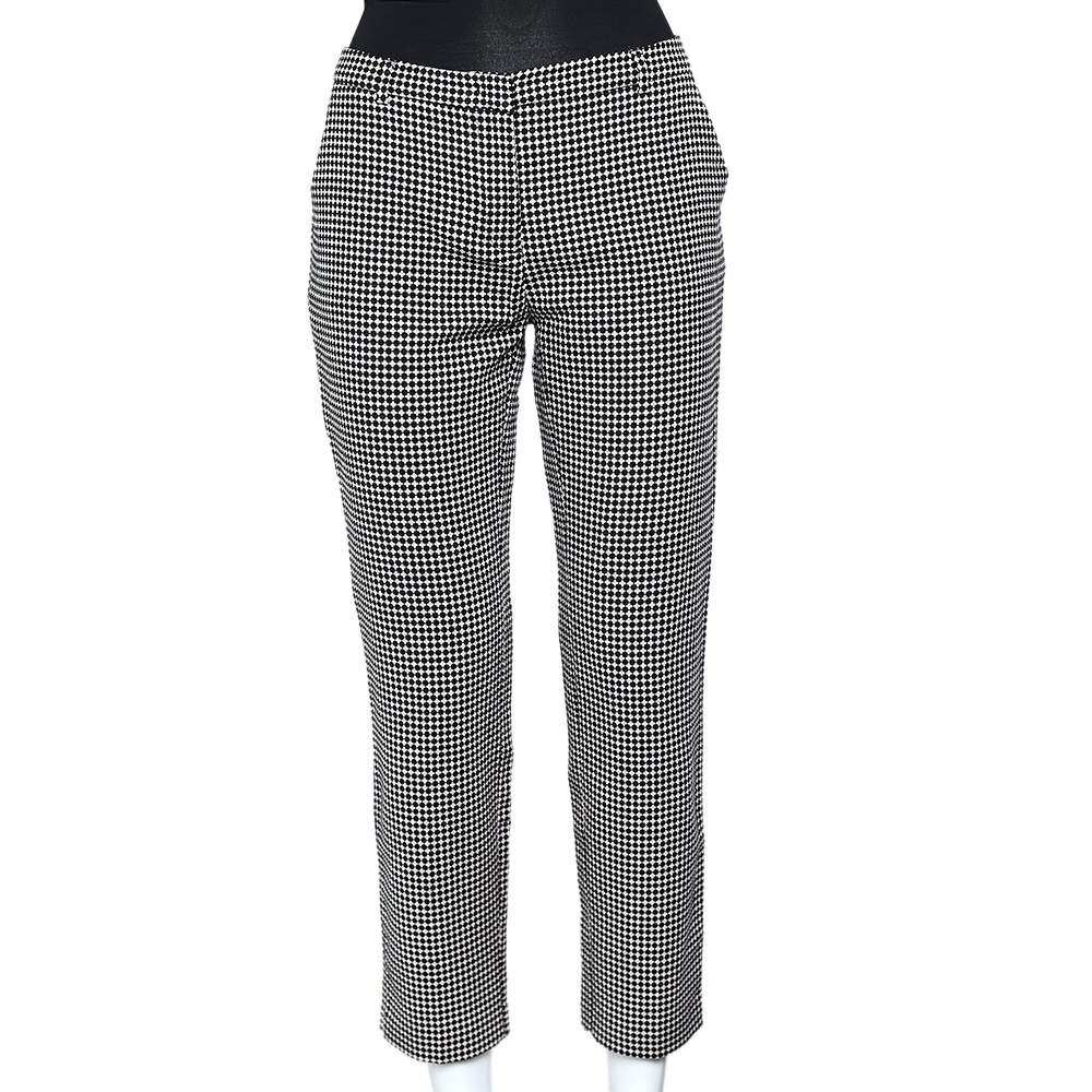 Weekend Max Mara Monochrome Patterned Cotton Blend Tapered Leg Pants M