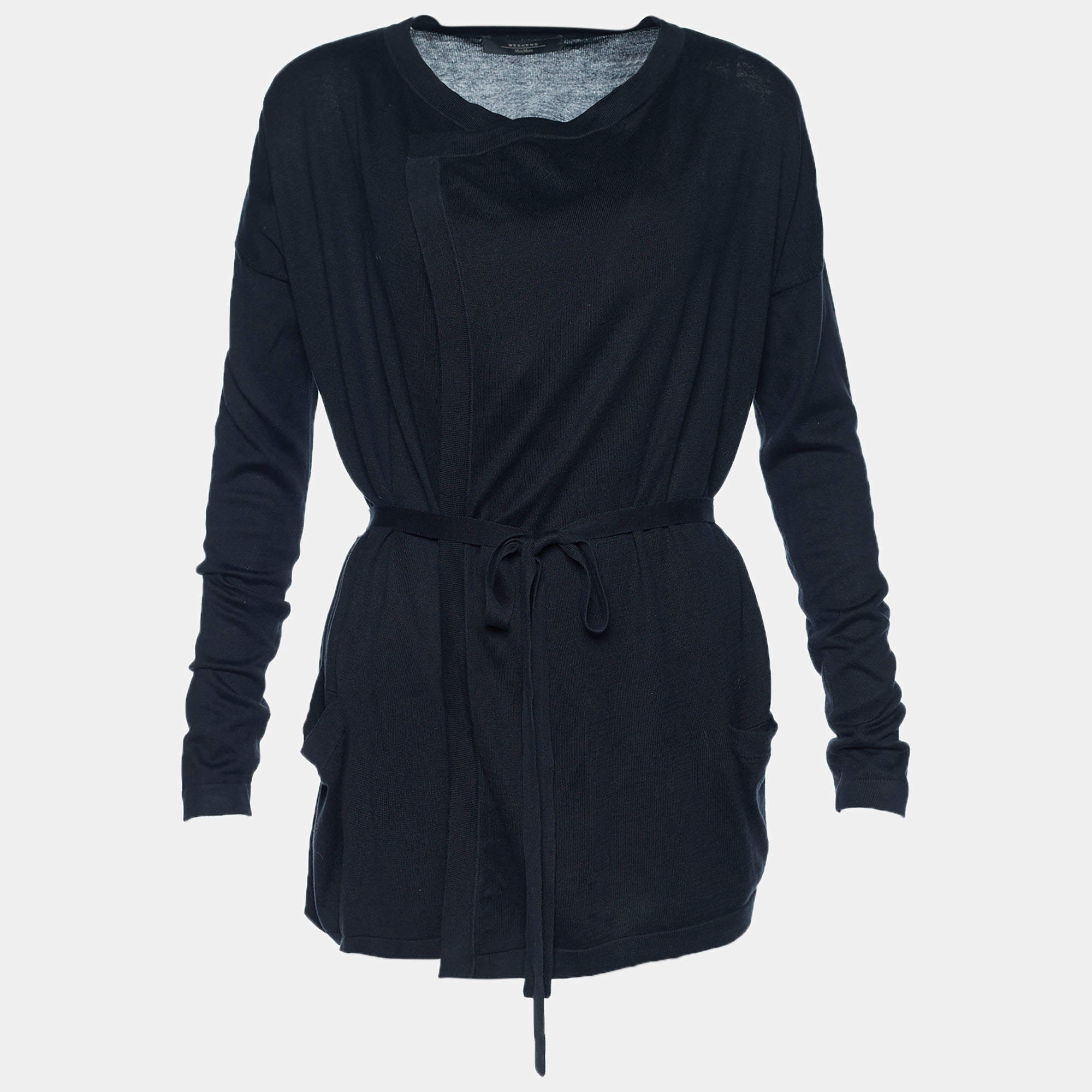 Weekend Max Mara Black Knit Open Front Cardigan S
