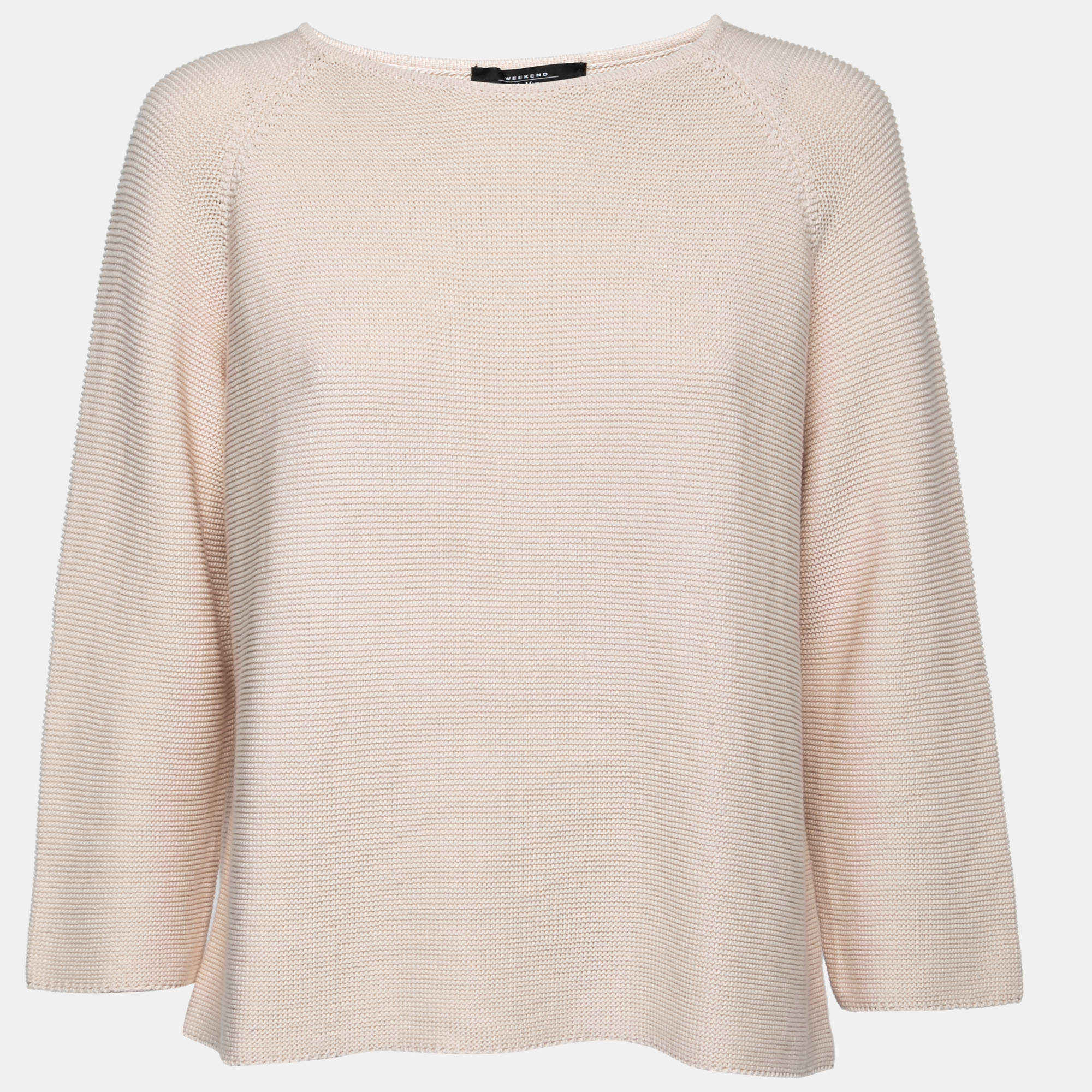 Pre Owned Weekend Max Mara Cream Cotton Knit Sweater L