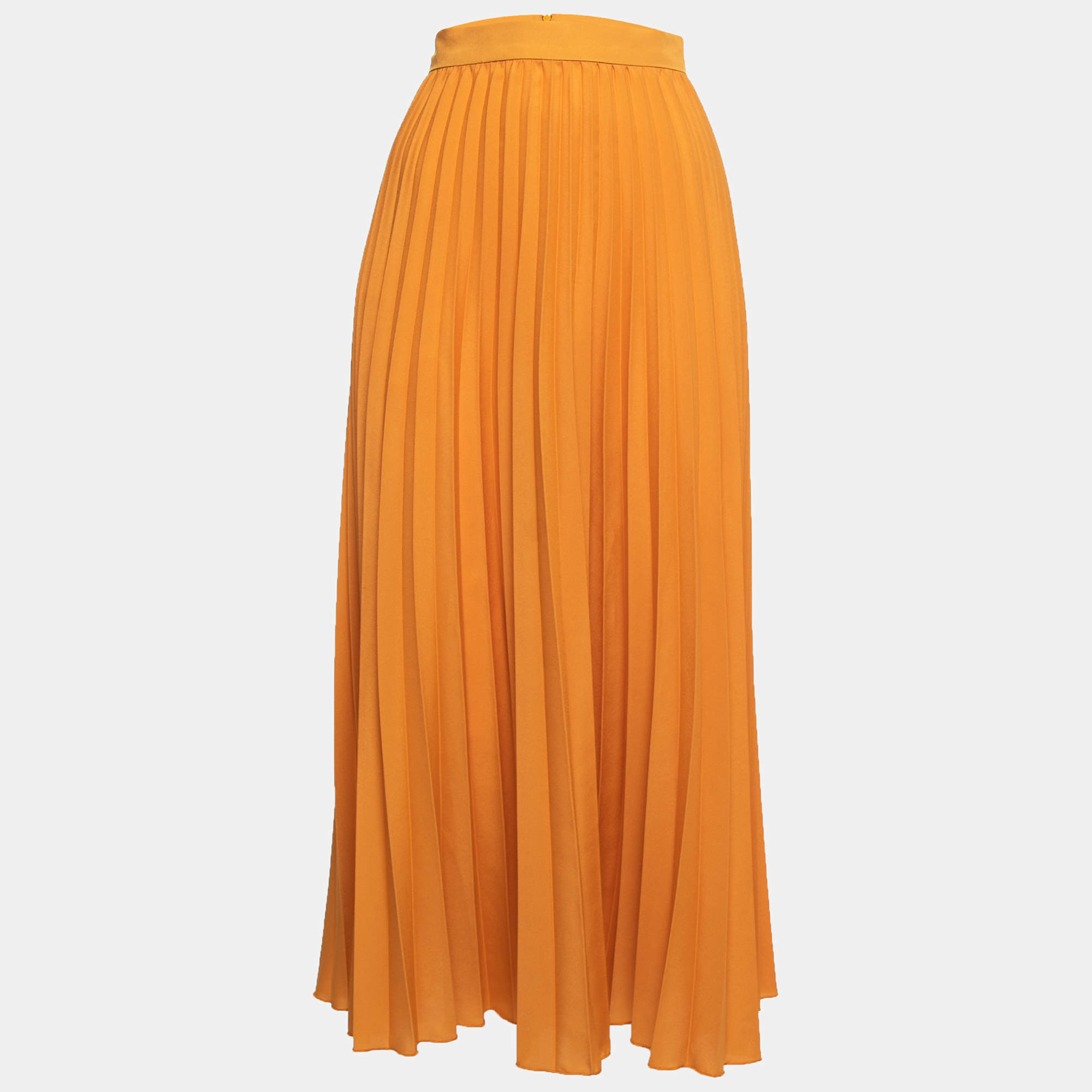 Weekend Max Mara Mustard Yellow Plisse Midi Skirt M