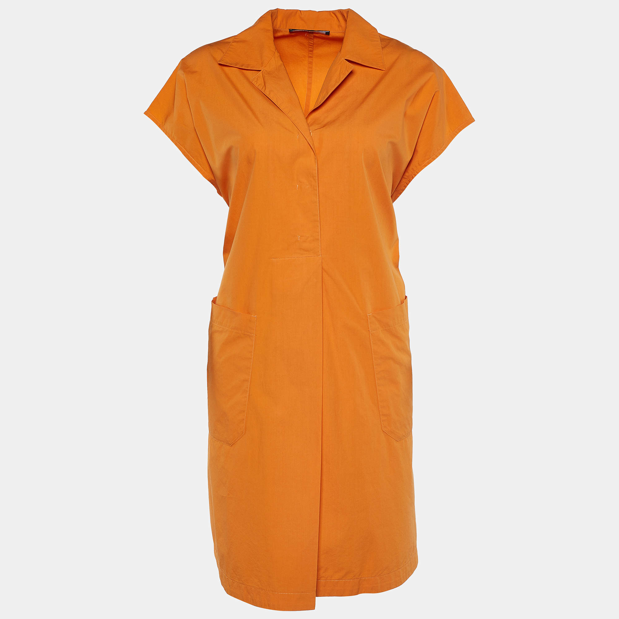 Pre Owned Weekend Max Mara Orange Cotton Neottia Shift Dress S