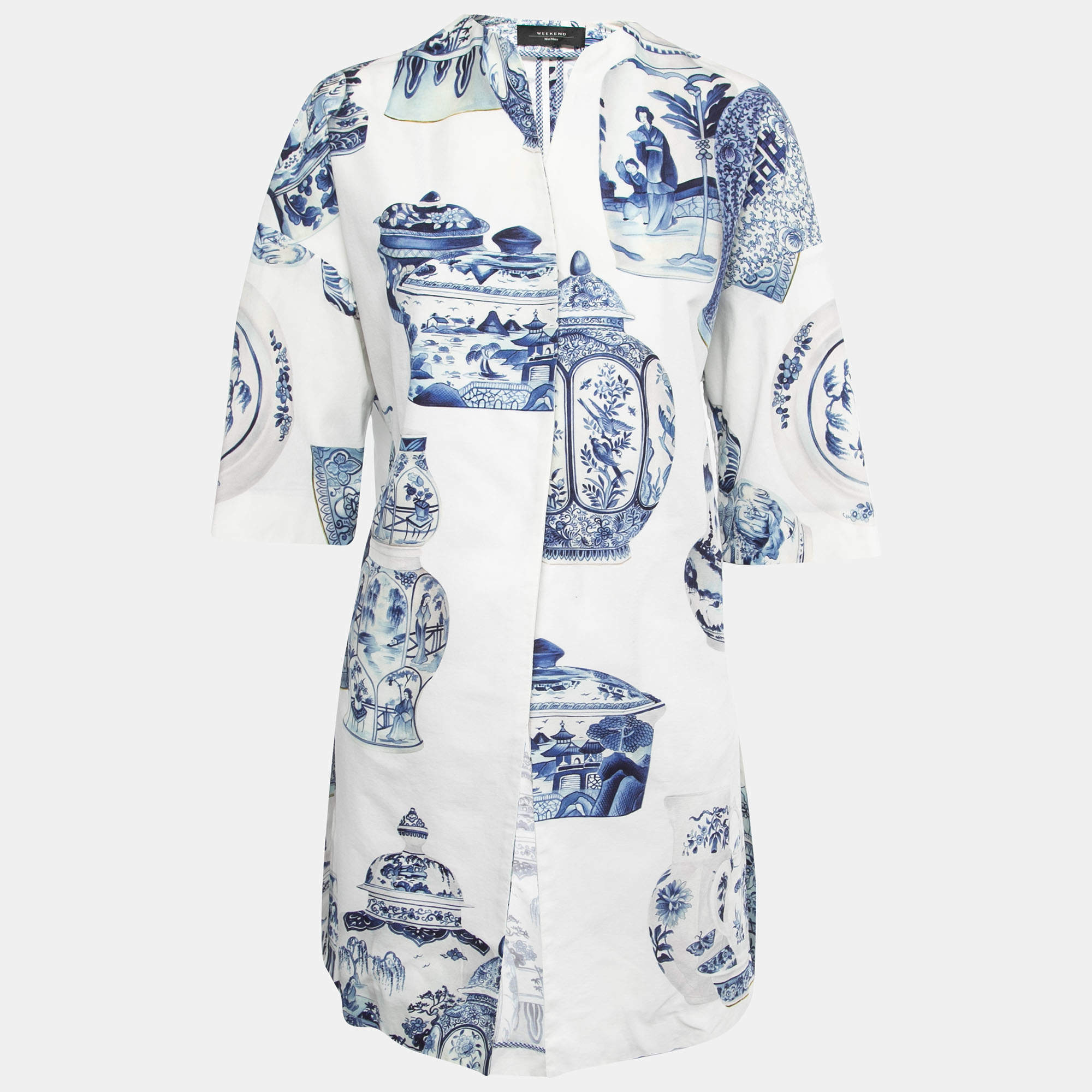 Weekend Max Mara White/Blue Printed Cotton Jacket XS