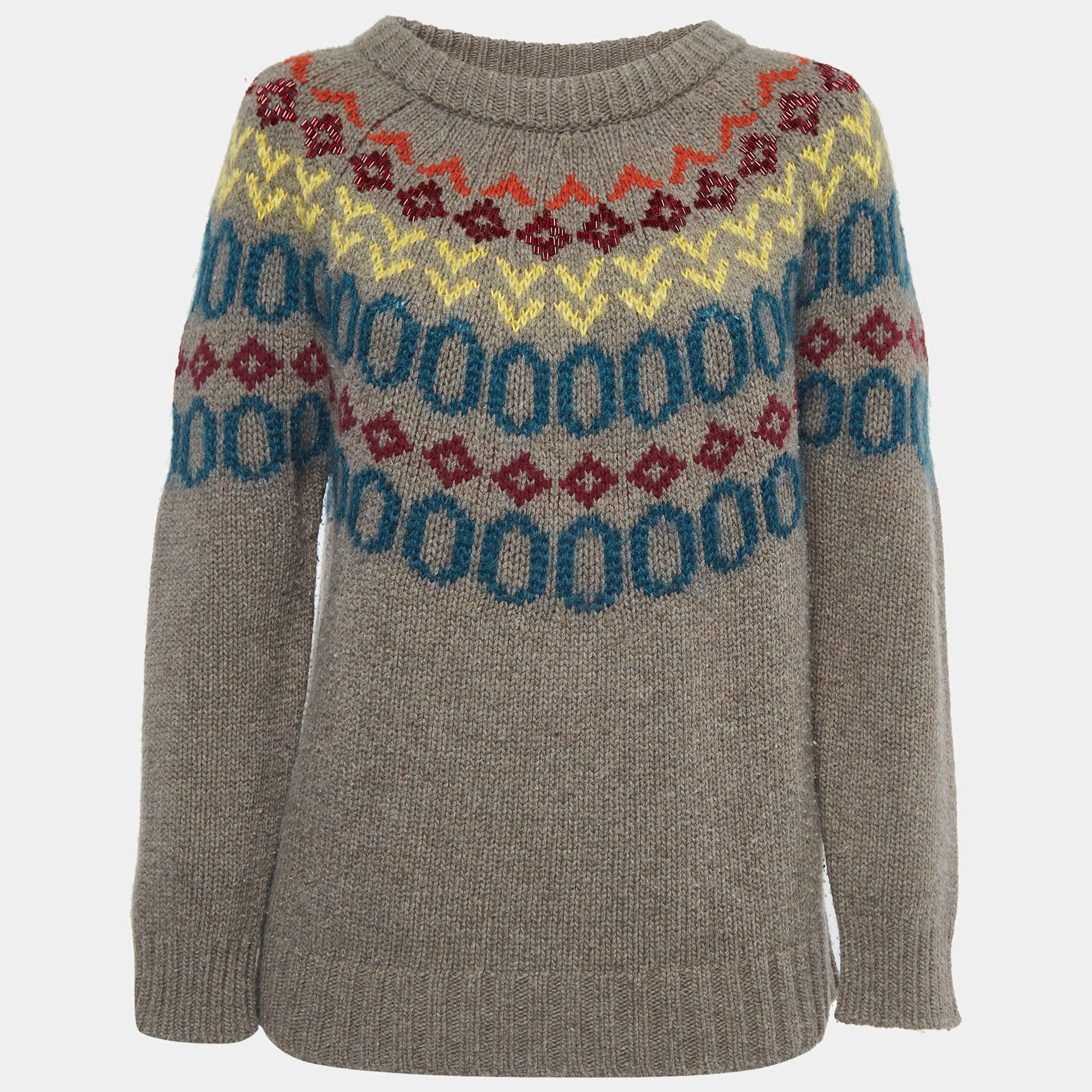 Weekend Max Mara Grey patterned Wool Sweater M