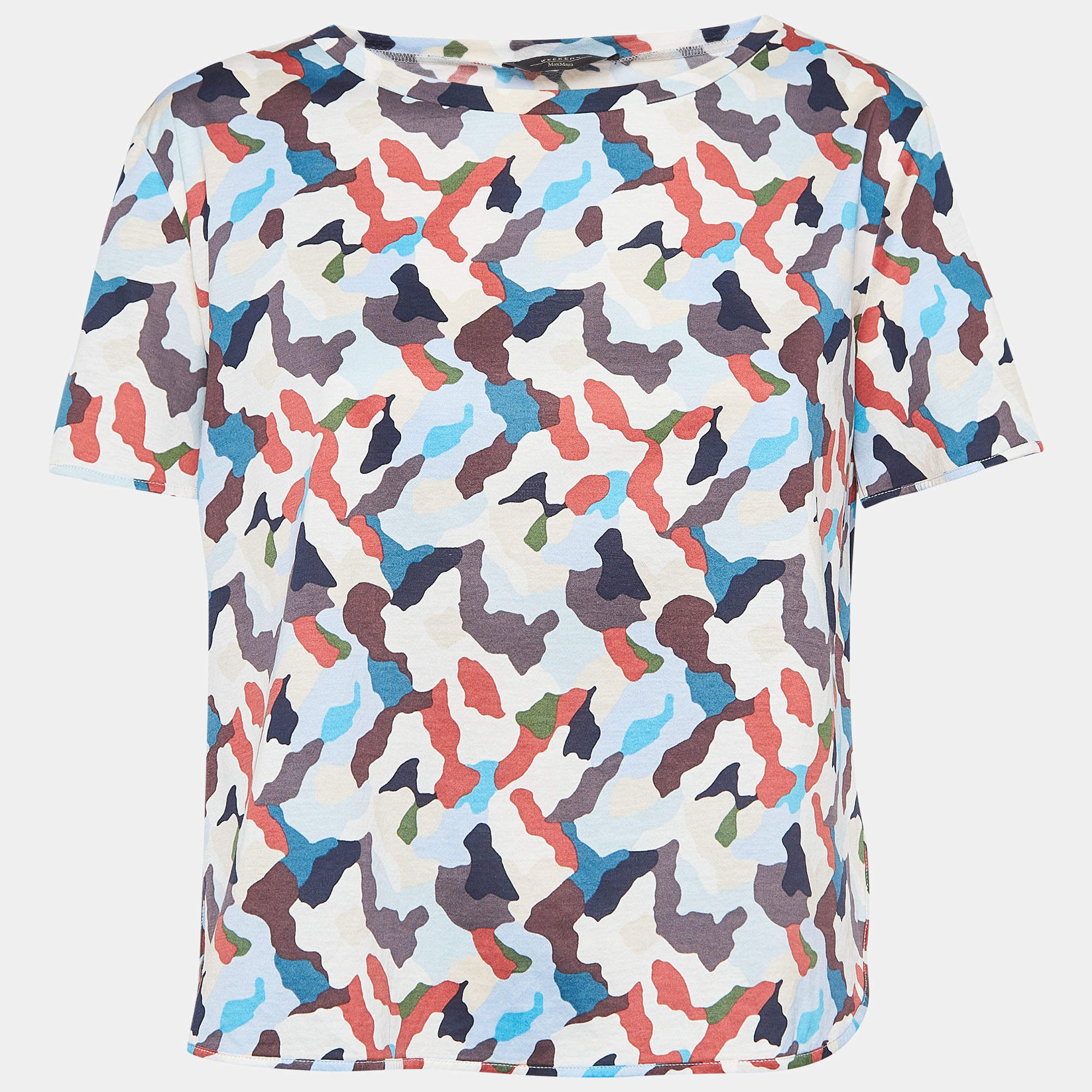 Weekend Max Mara Multicolor Camouflage Print Cotton Half Sleeve T-Shirt XS
