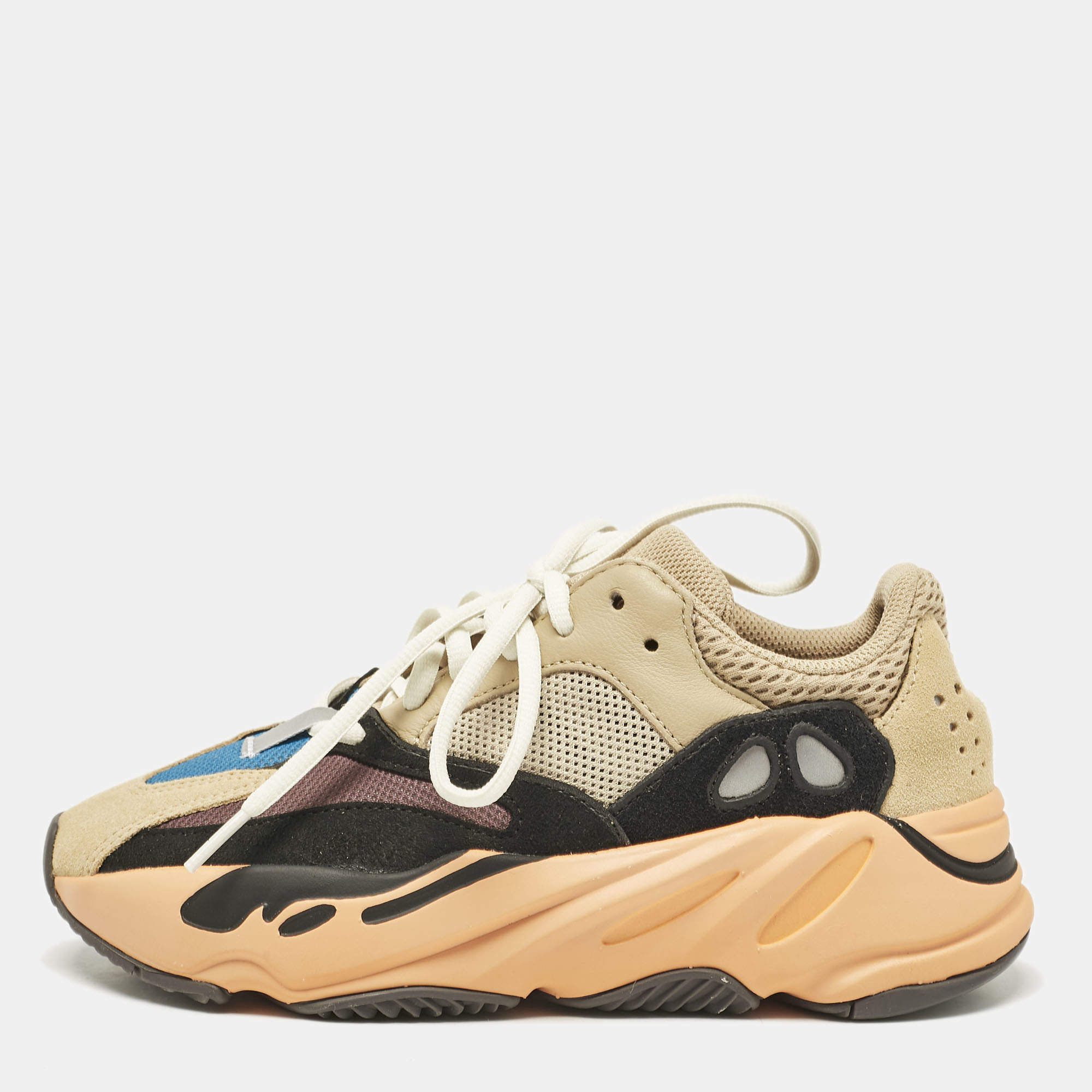 Pre Owned Yeezy x Adidas Multicolor Mesh and Suede Boost 700 Enflame Amber Sneakers Size 36 2/3