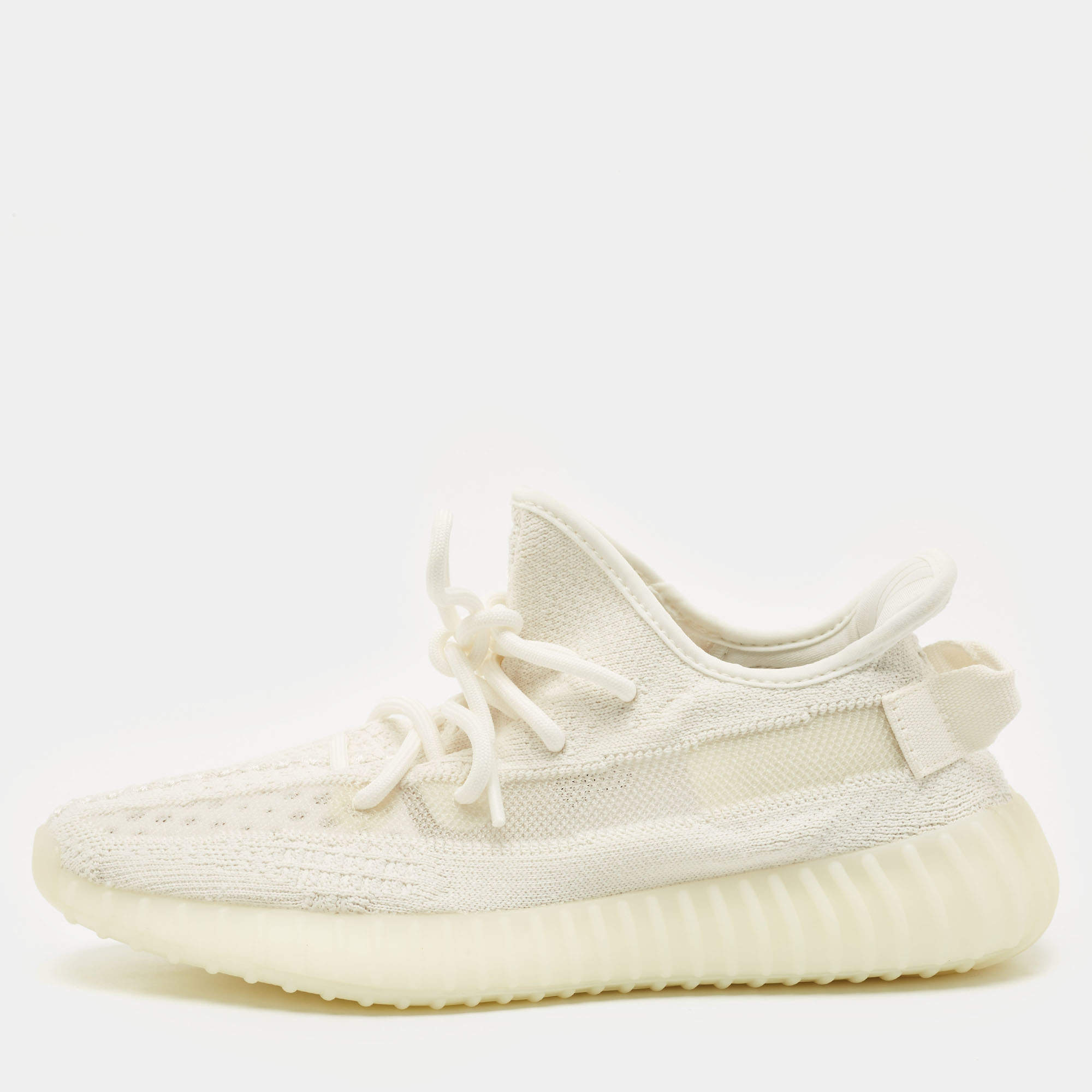 Yeezy x Adidas White Knit Fabric Boost 350 V2 Bone Sneakers Size 40 2/3