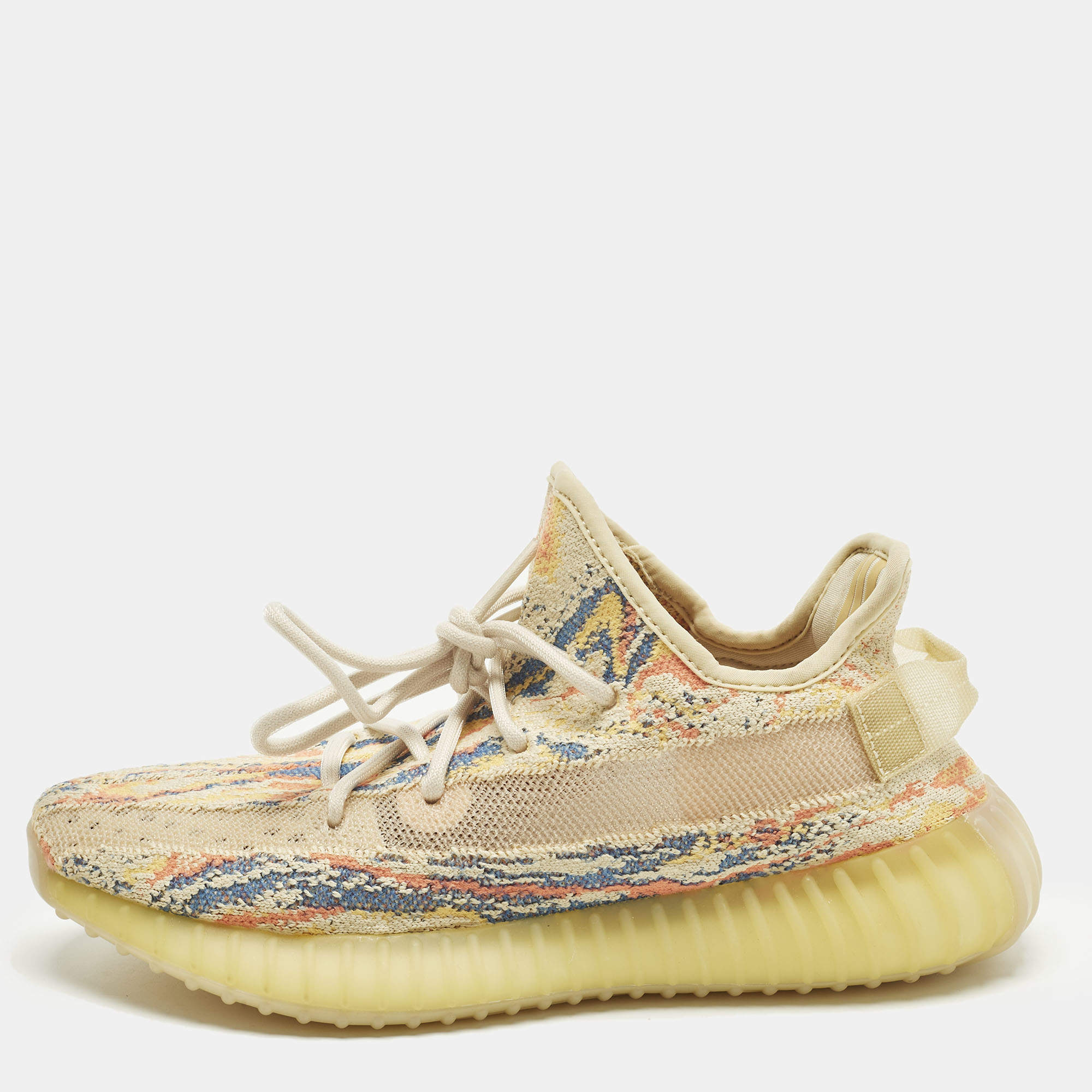 Pre Owned Yeezy x Adidas Boost 350 V2 MX Oat Size 39 1/3 Multicolor Knit Fabric Low Top Sneakers