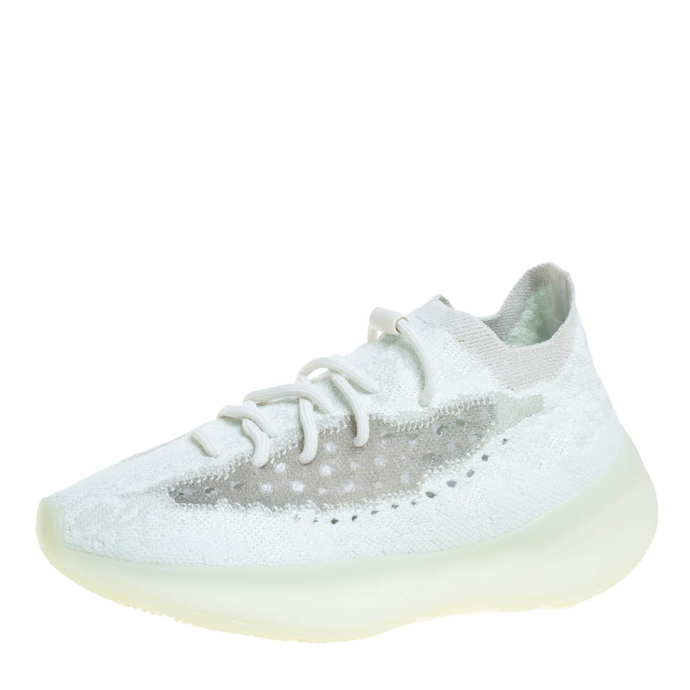 Pre Owned Yeezy x Adidas Mint Green Knit Fabric And Mesh Boost 380 Calcite Glow Sneakers Size 37