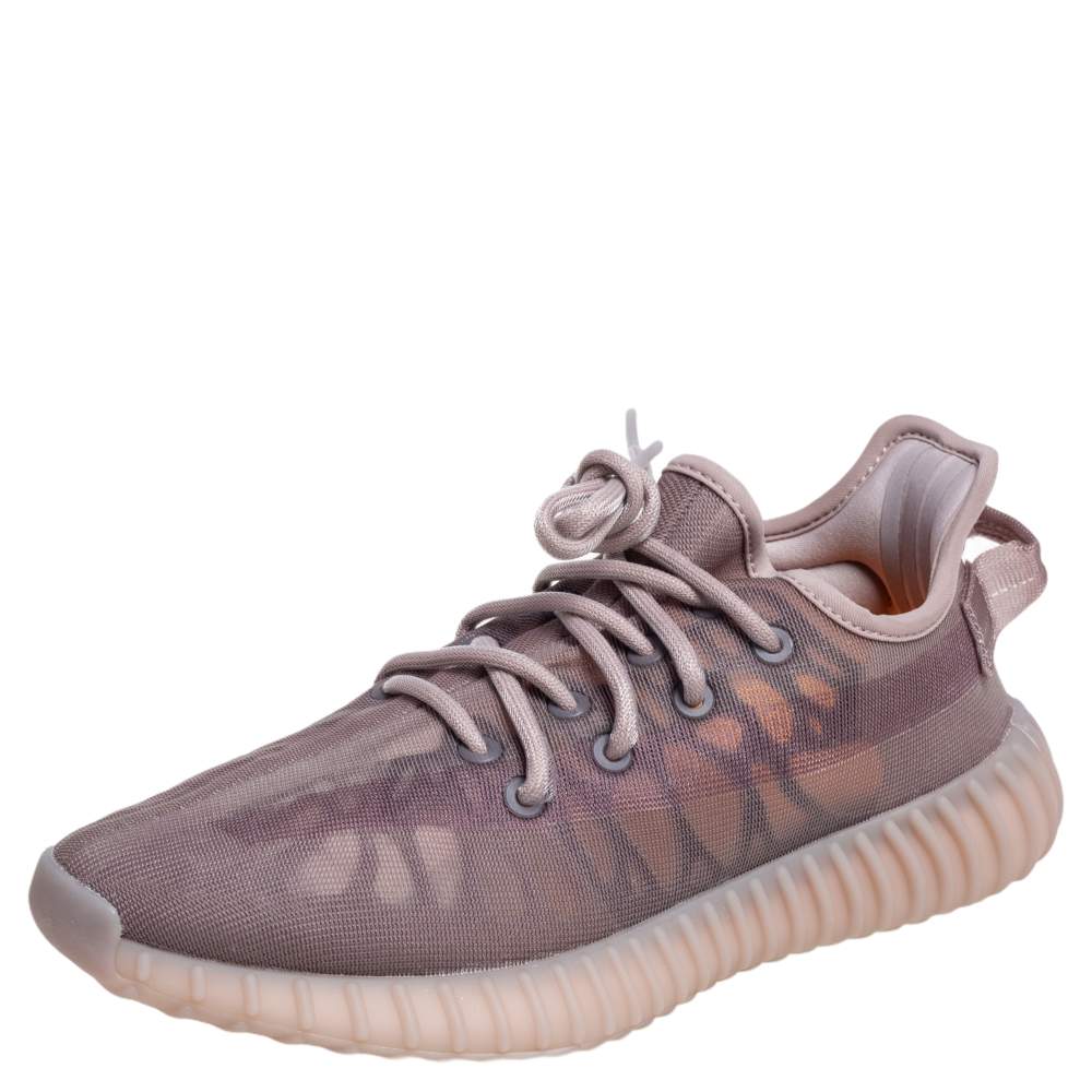 Pre Owned Yeezy x Adidas Beige Mesh 350 V2 Mono Mist Low Top Sneakers Size 39 1/3