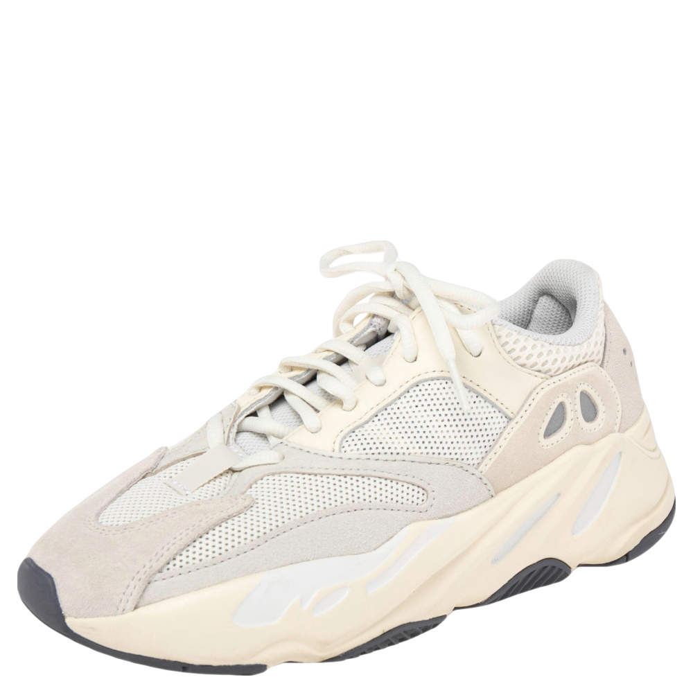 Pre Owned Yeezy x Adidas White Suede and Mesh Yeezy 700 Analog Sneakers Size 38.5