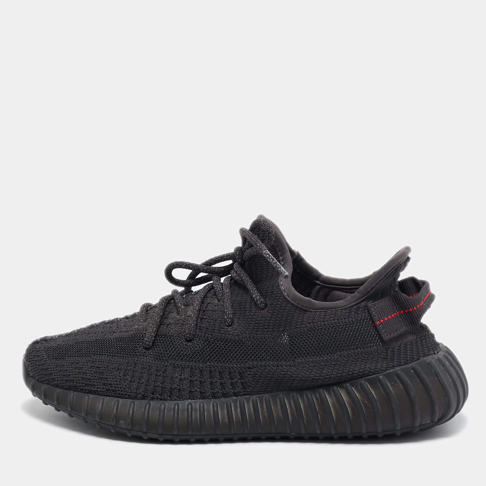 Pre Owned Yeezy x Adidas Black Mesh and Fabric Boost 350 V2 Black Sneakers Size 40