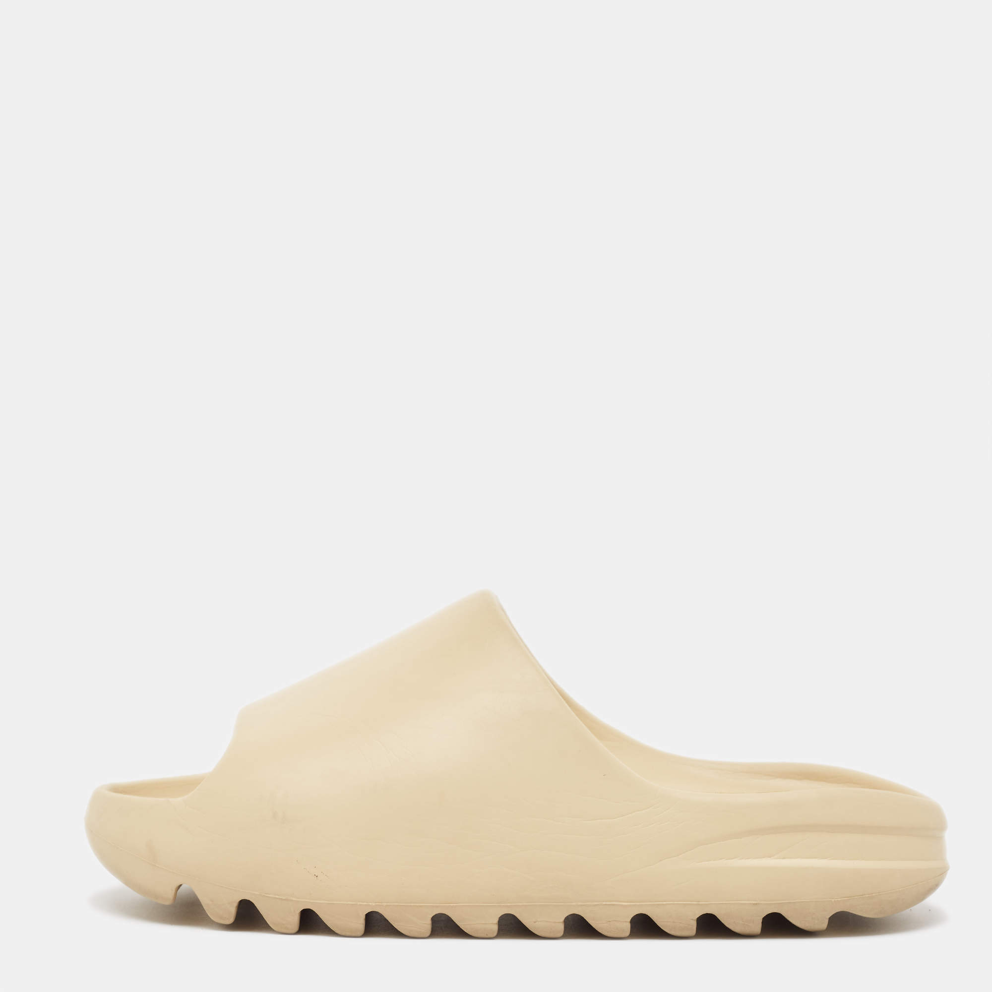 Pre Owned Yeezy x Adidas Cream Rubber Bone Slides Size 36.5