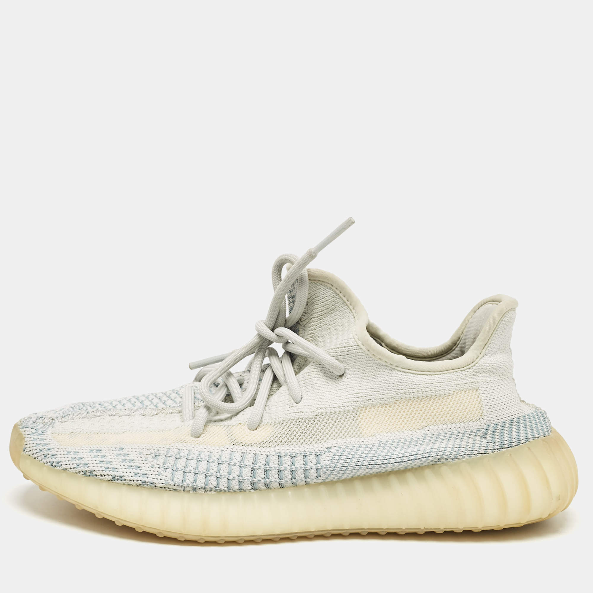 Yeezy x Adidas Blue/White Knit Fabric Boost 350 V2 Cloud White Non-Reflective Sneakers 40 2/3 