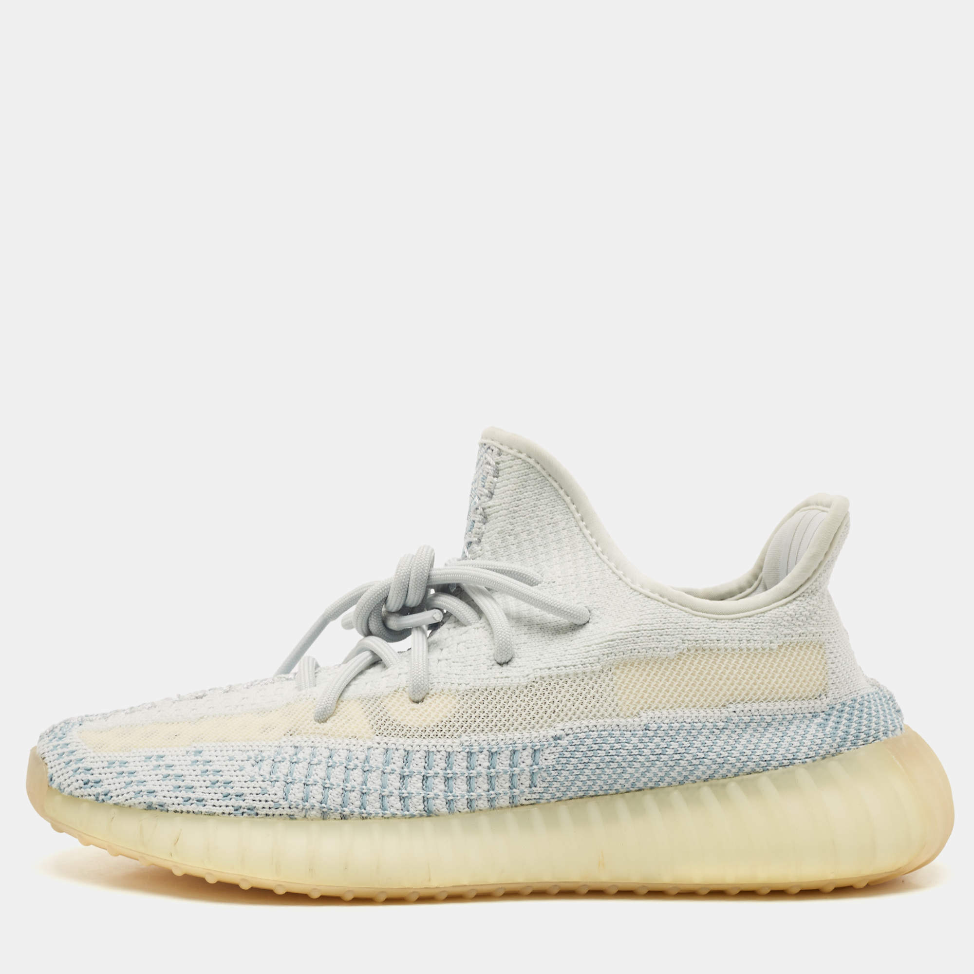 Yeezy x Adidas Blue/White Knit Fabric Boost 350 V2 Cloud White Non-Reflective Sneakers 39 1/3
