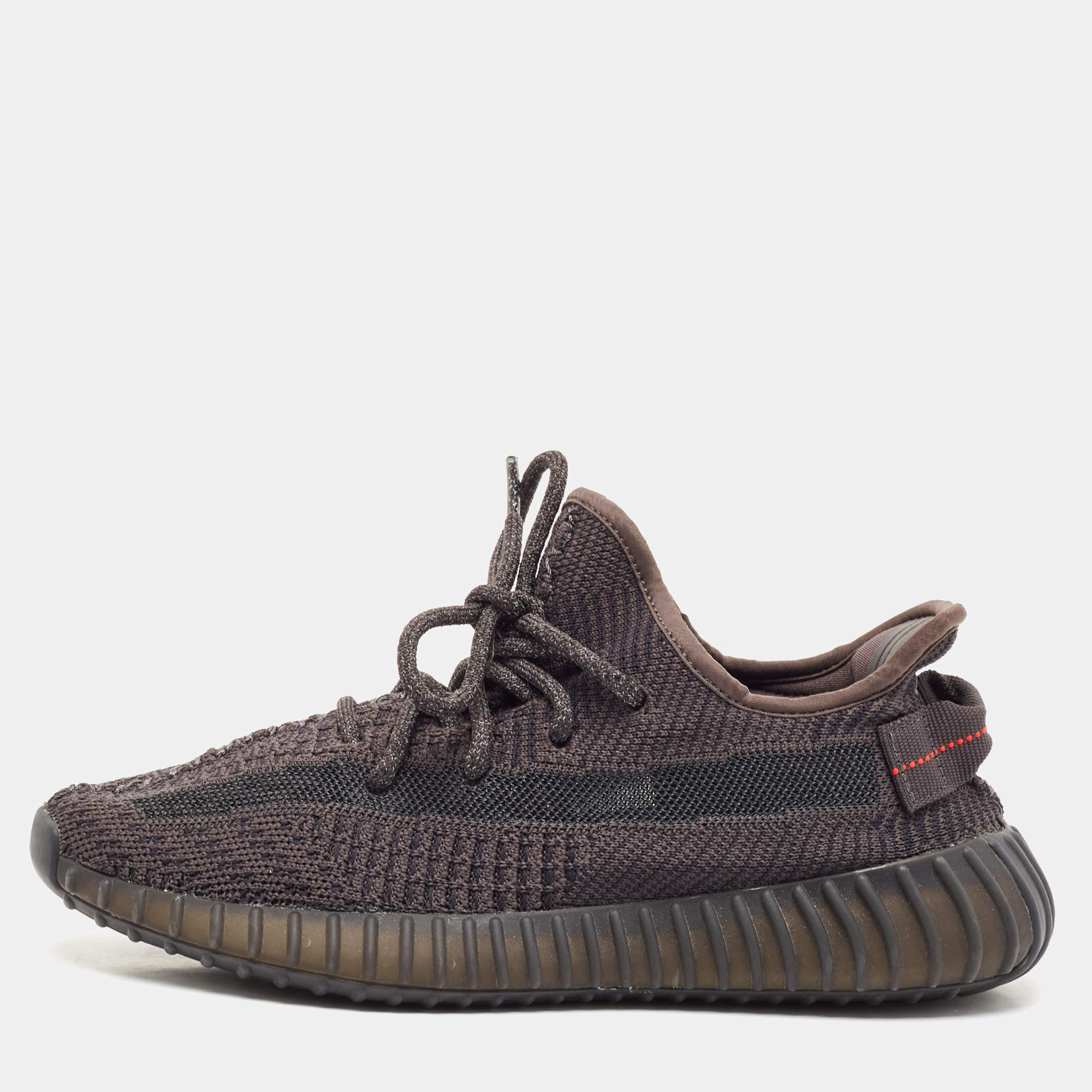 Pre Owned Yeezy x Adidas Black Knit Fabric Boost 350 V2 Black Non-Reflective Sneakers Size 38 2/3